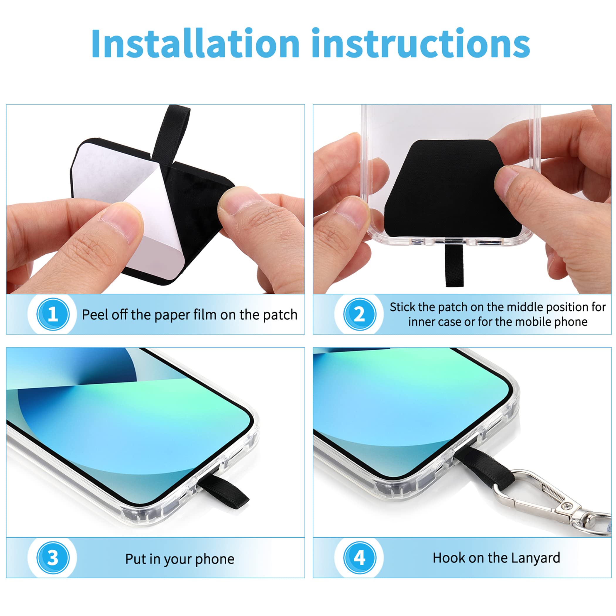 Cacoe Phone Lanyard 2 Pack 2   Adjustable Neck Strap,4   Phone Patches,Universal Crossbody Cell Phone Lanyards,Multifuctional Ph