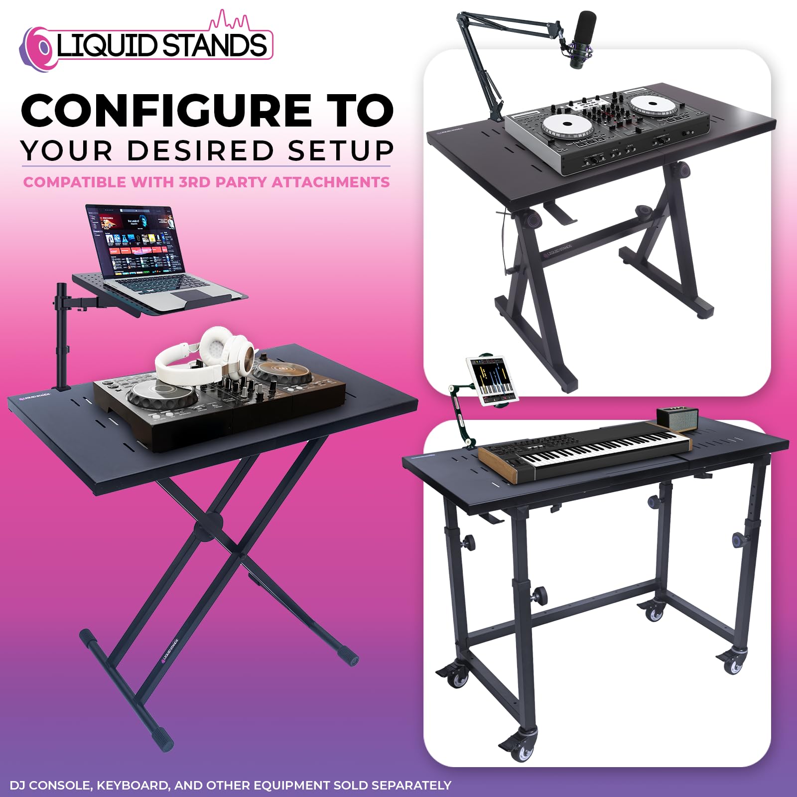 Liquid Stands Utility Table Top Only For X Style Keyboard Stands And Z Style Piano Stands - Portable Dj Table Stand, Dj Mixer St