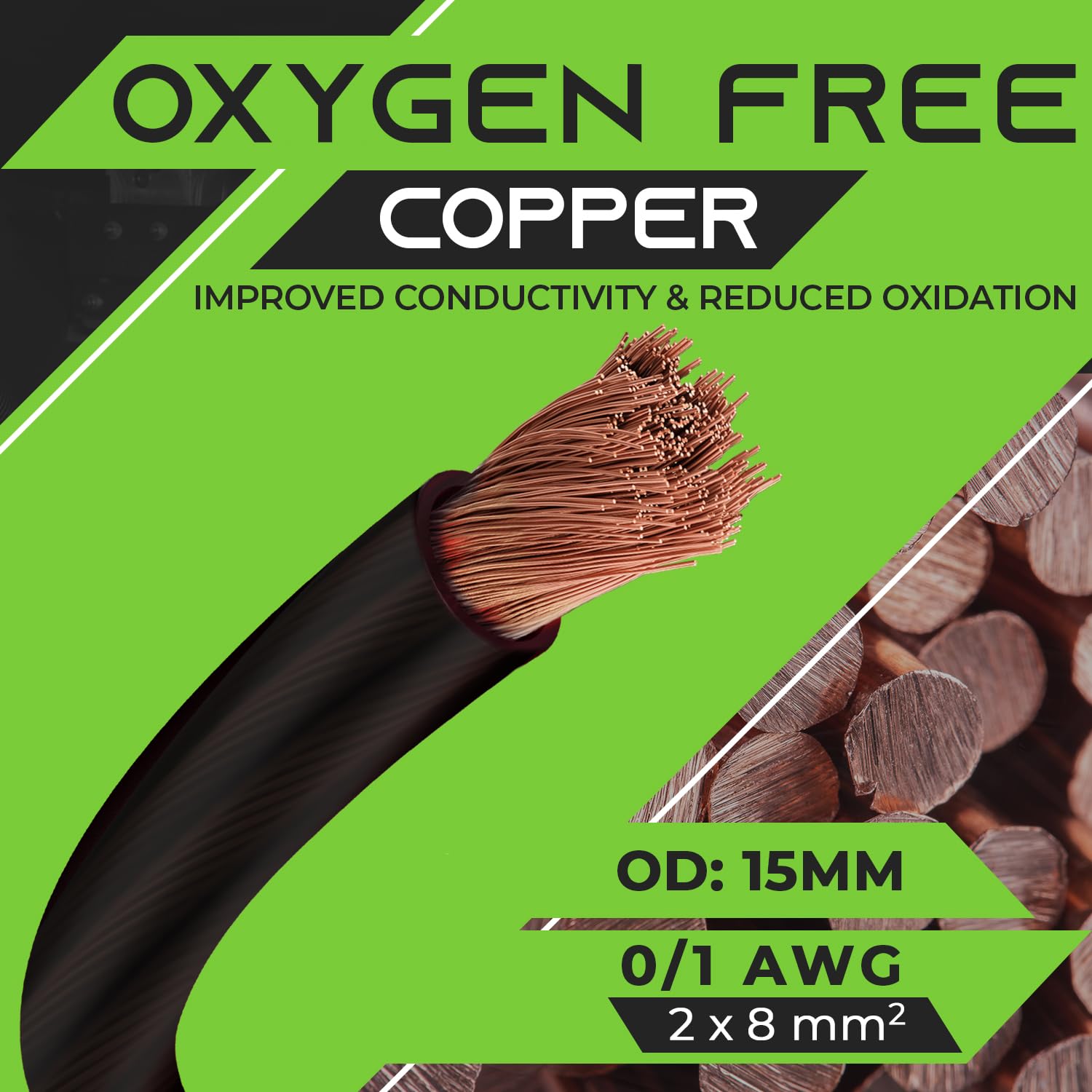 Gearit 1/0 Gauge Wire Oxygen Free Copper Ofc (25Ft   Black Translucent) 0 Awg   Primary Automotive Wire Power/Ground, Battery Ca