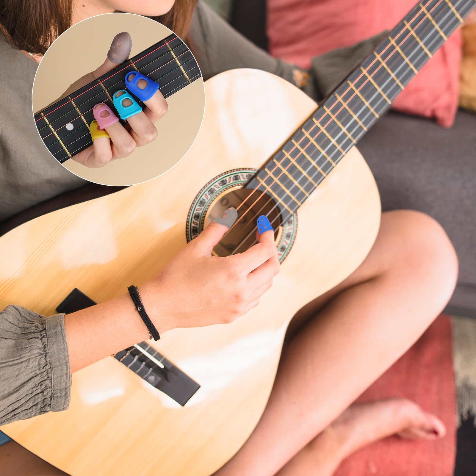 35 Pcs Guitar Finger Protector For Guitar Players Silicone Finger Protectors Guitar Finger Cover 5 Sizes Anti Slip Fingertip Pro