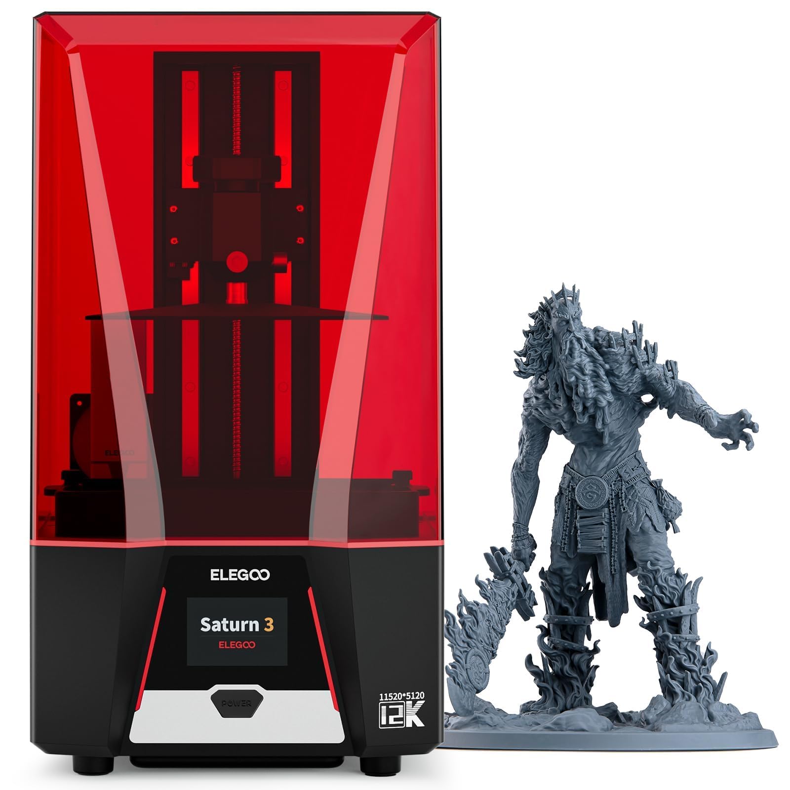 ELEGOO Saturn 3 MSLA 12K 3D Printer, Desktop Resin 3D Printer with 10-Inch Monochrome LCD, Voxeldance Tango Slicer, Large Printi