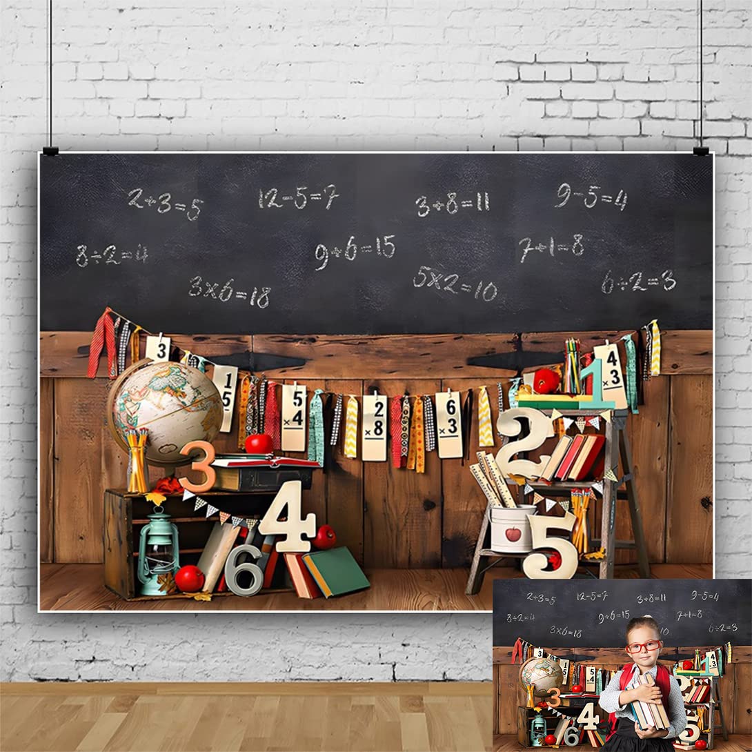 7X5Ft Back To School Backdrop For Photography Vintage Classroom Math Problem On Blackboard Background Classmate Teachers Student