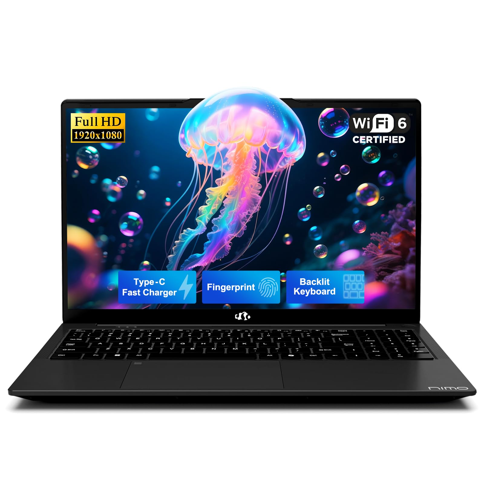 NIMO 15.6 IPS FHD Laptop, Intel Pentium Quad Core N100 4GB RAM 128GB SSD (Beat i3-1115G4, Up to 3.4GHz) Computer with Backlit Ke