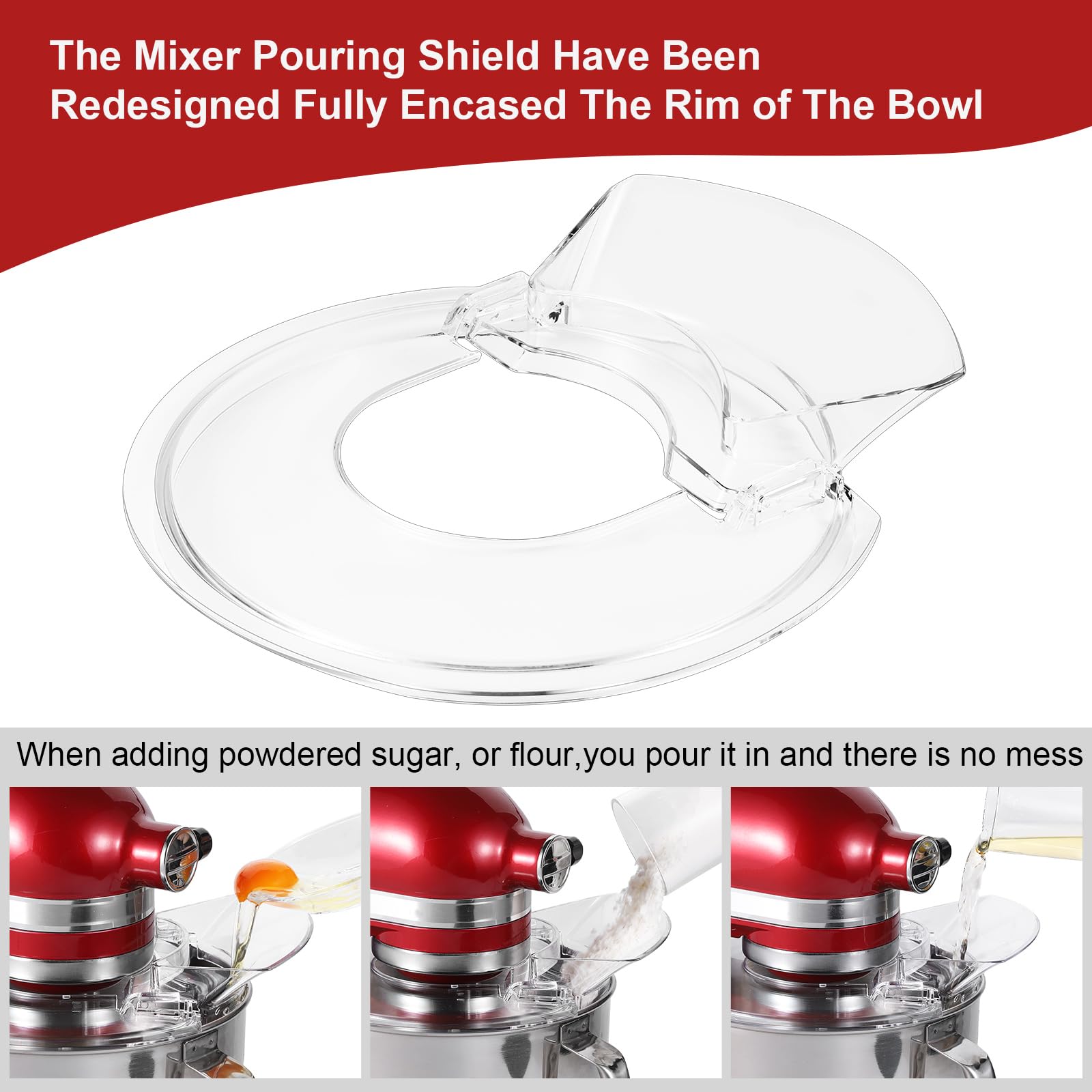 Pouring Shield For Kitchenaid Secure Pouring Shield With Removable Pour Spout For Kitchenaid 4.5 5 Quart Tilt Head Stand Mixers,