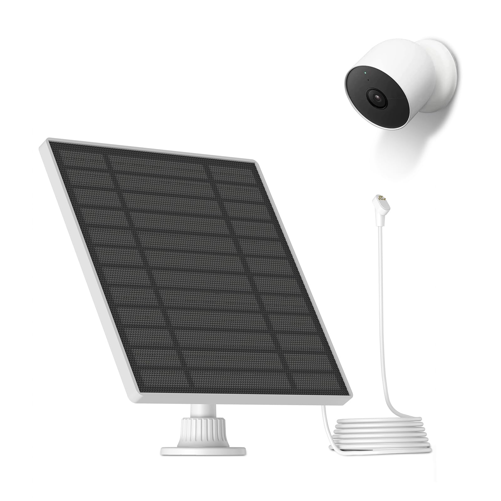 Coohchch Solar Panel Charger For Google Nest Camera Outdoor & Indoor (Battery Version), 6V 5W Output Solar Panel Fast Charge, Ca