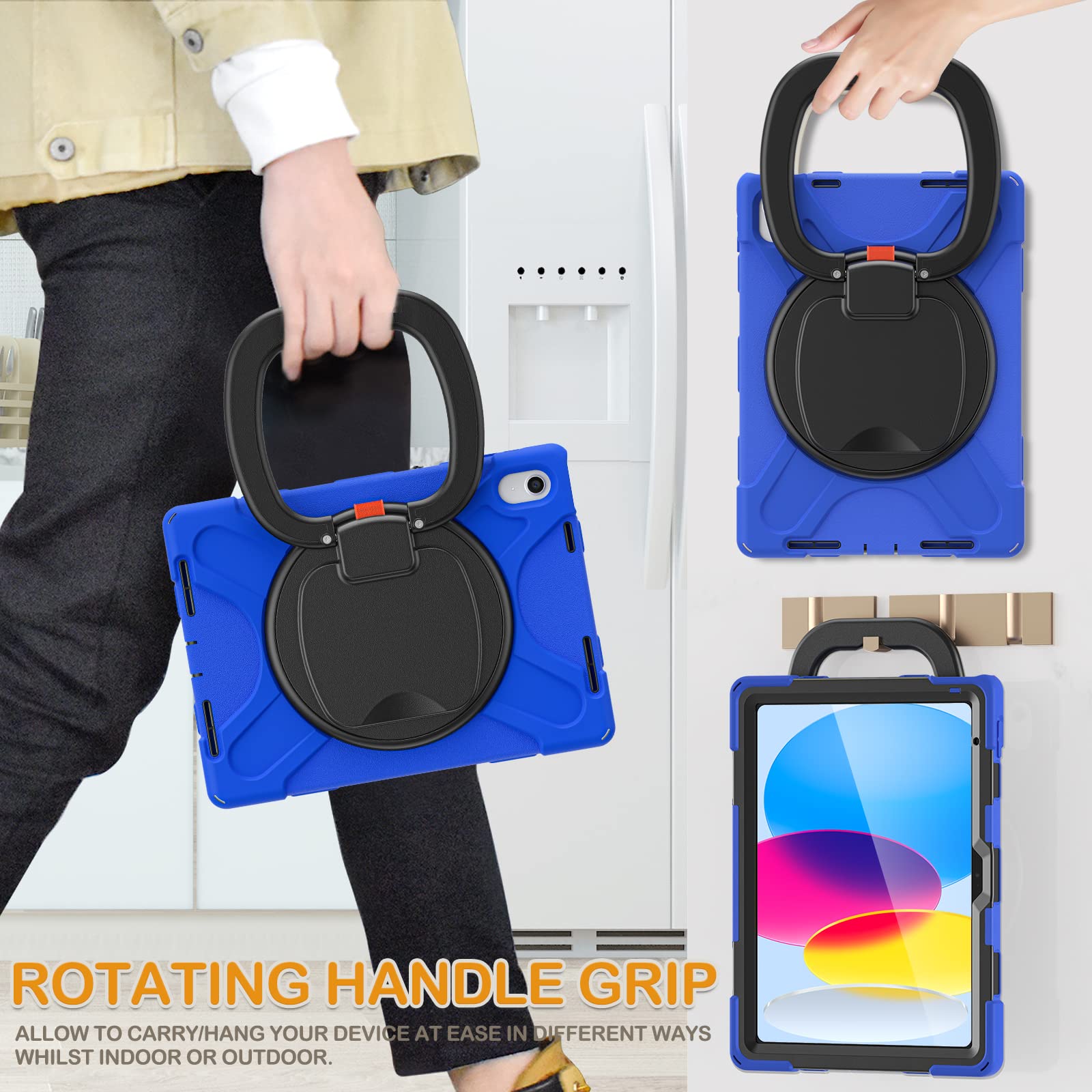 Braecn Case For Ipad 10Th Generation 2022 10.9 Inch A2696 A2757 A2777 Rugged Silicone Cover For Ipad 10Th Gen W/Pencil Holder/Sw