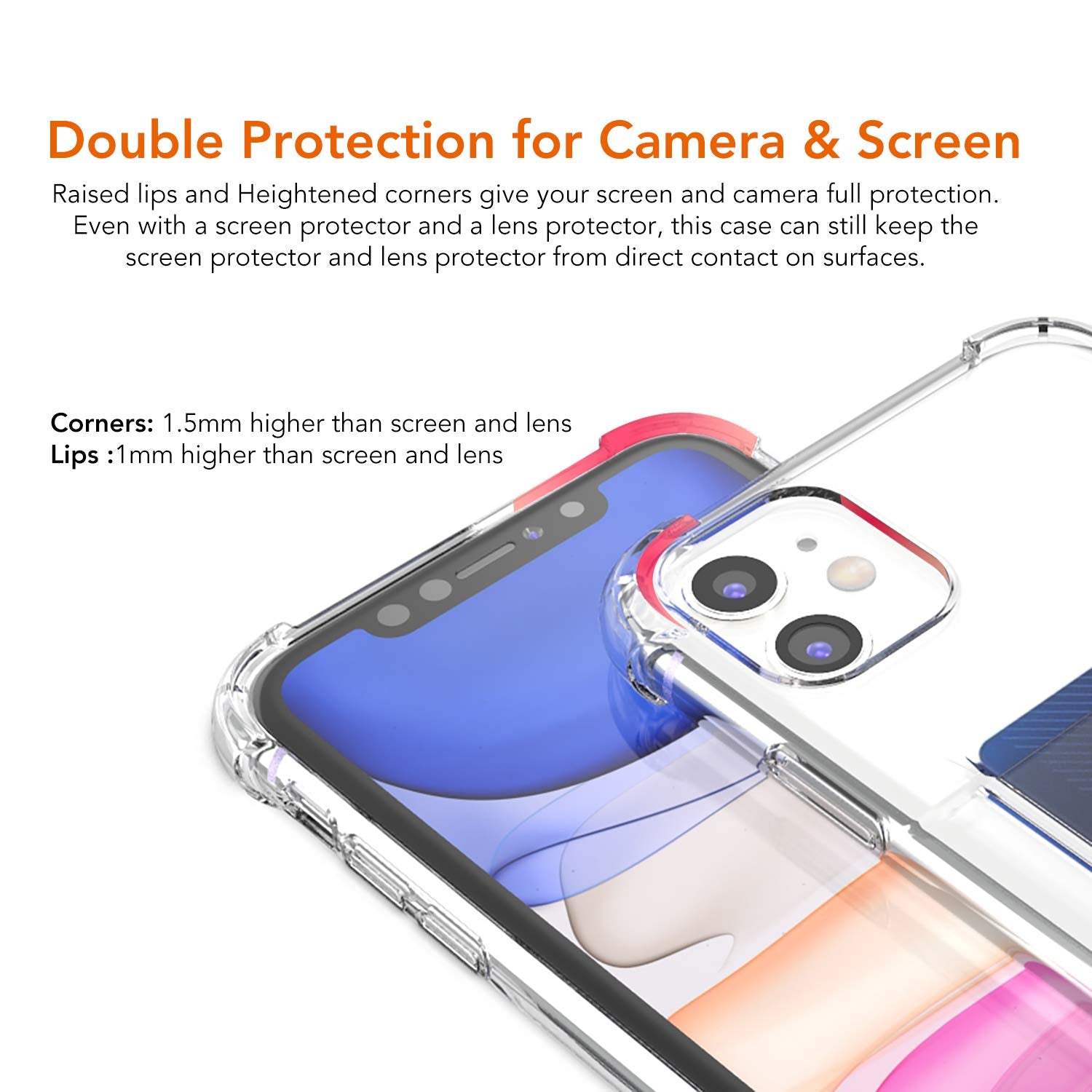 Anhong Upgrade Iphone 11 Clear Case With Card Holder, Protective Soft Tpu Shock Absorbing Bumper Wallet Case For Iphone 11 6.1