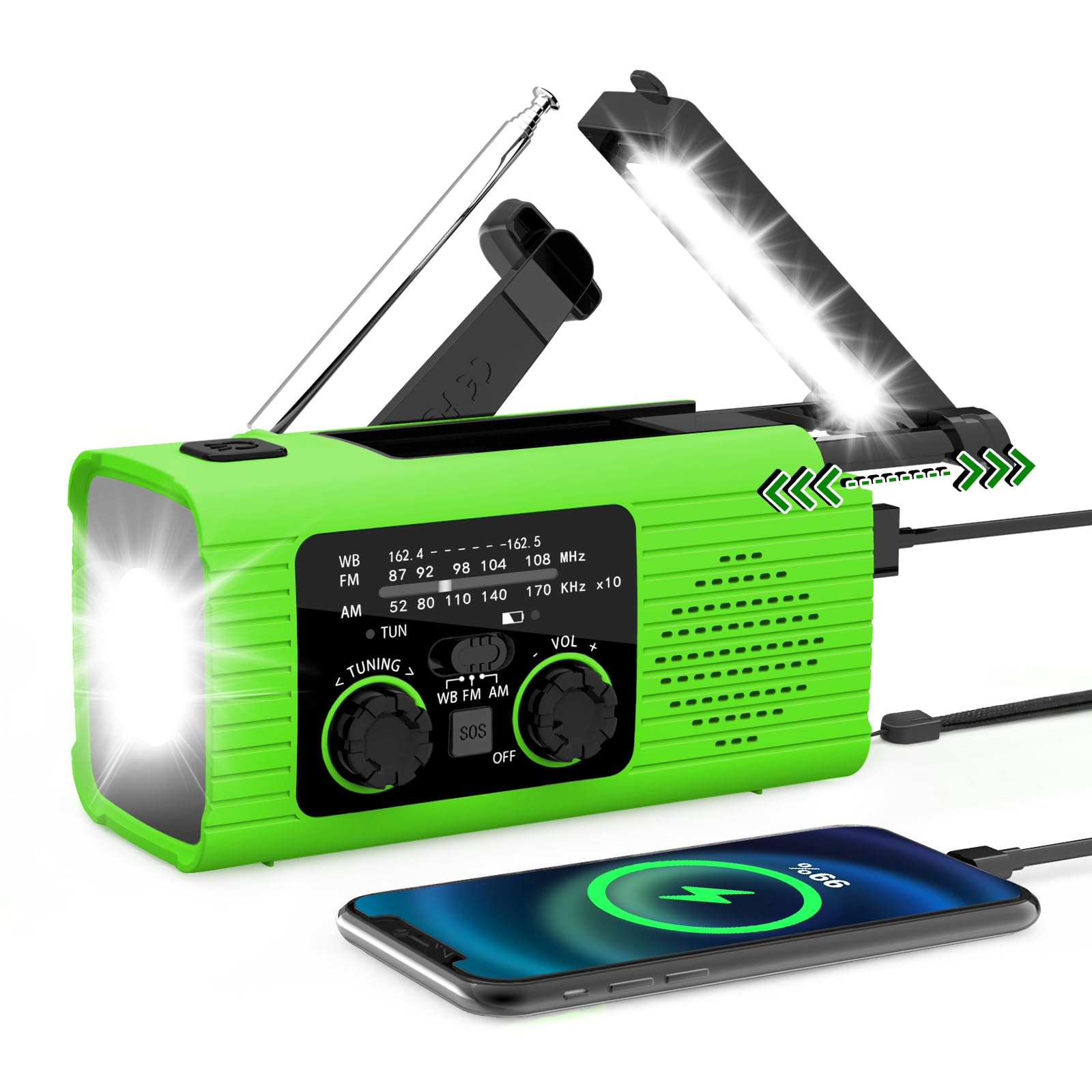 Nitigo Radios For Emergency, Multifunction Solar Charger Hand Crank Radio Noaa Weather Am/Fm Radio 4000Mah With Usb Charged, Rea