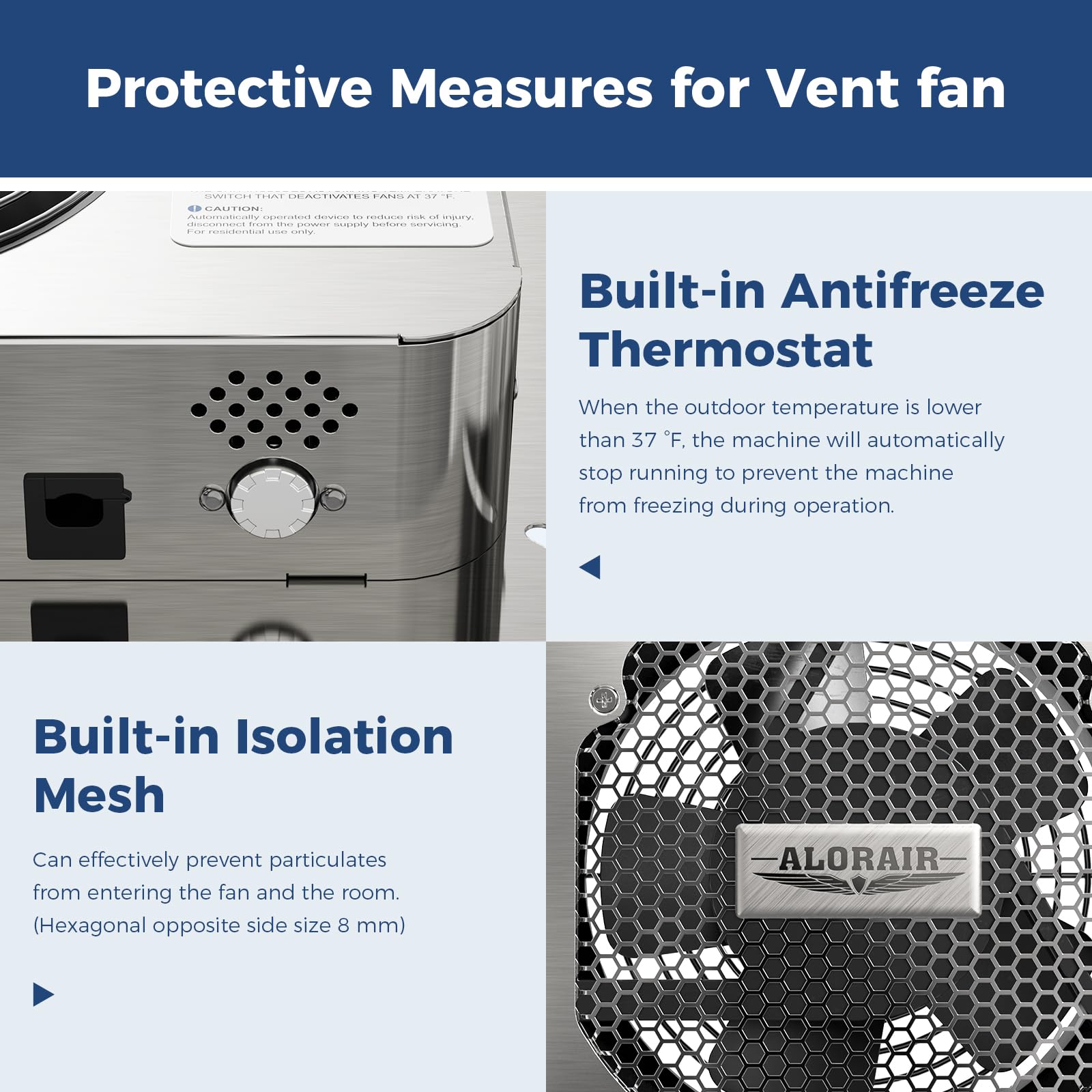 Alorair 300Cfm Crawlspace Ventilation Fan With Humidistat, Ip55 Rated Basement Stainless Steel Exhaust Fan, Built In Isolation N