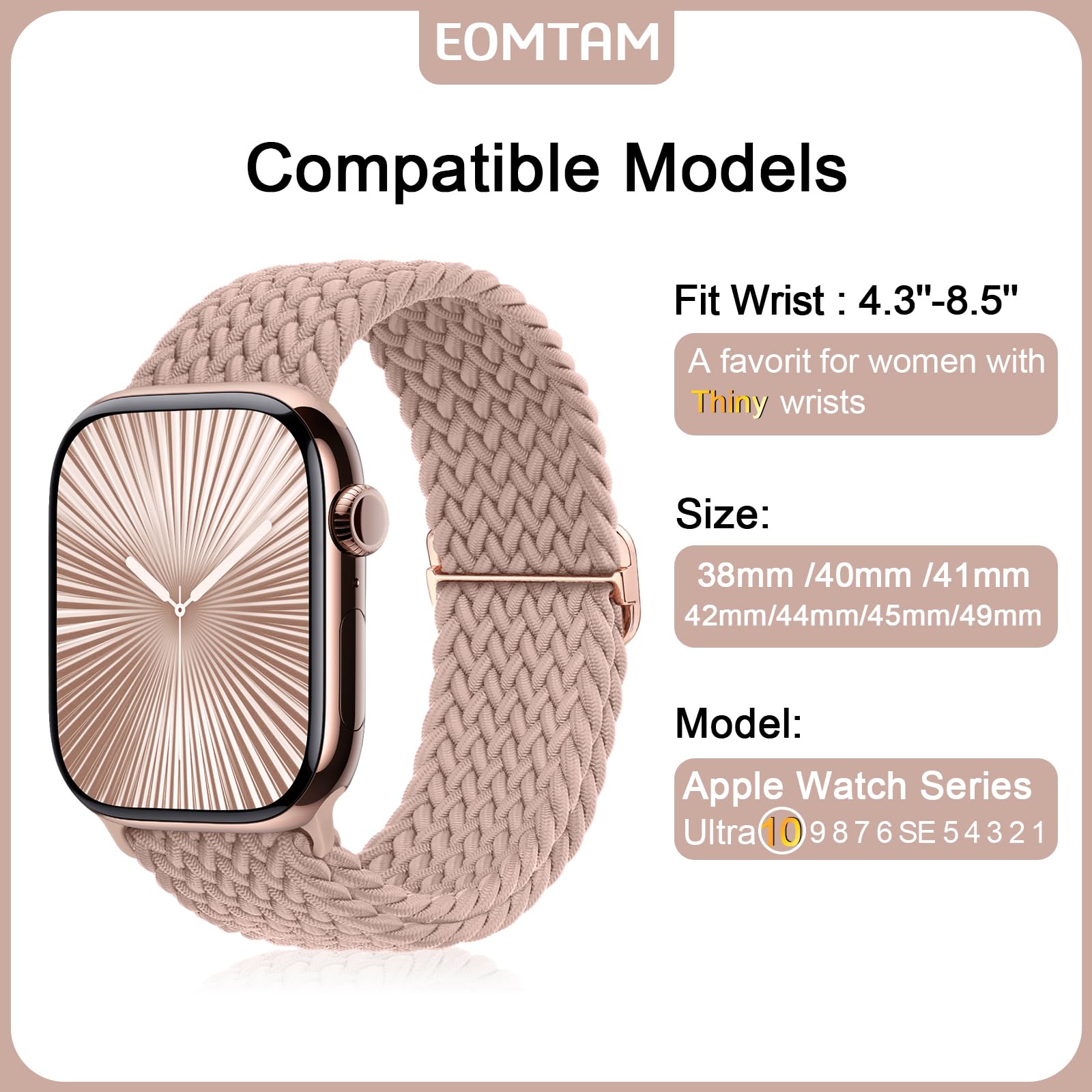 5 Pack Braided Stretchy Adjustable Straps Compatible For Apple Watch Band 38Mm 40Mm 41Mm 42Mm 44Mm 45Mm 46Mm 49Mm For Women Men