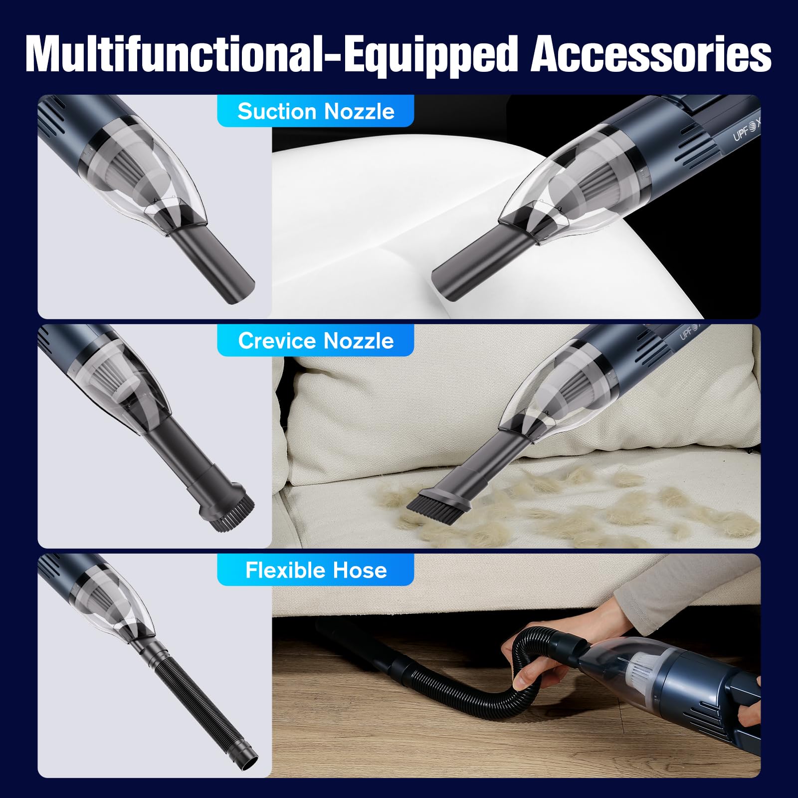 Upfox 2024 Upgrade Mini Vacuum Cleaner Hand Vacuum Cordless Rechargeable Car Vacuum Cleaner Powerful Suction Portable Vacuum For