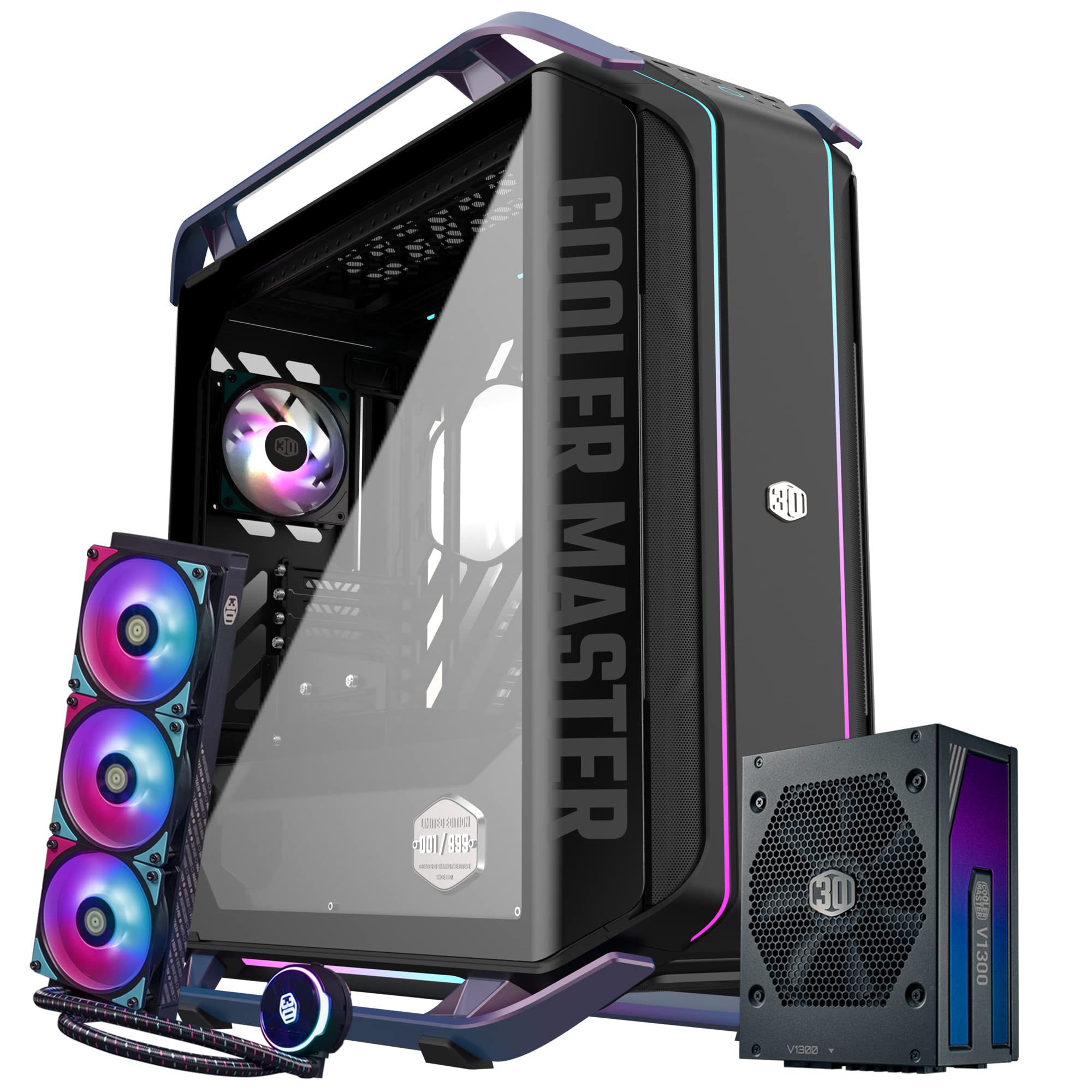 Cooler Master 30Th Year Anniversary Cosmos Infinity C700M E Atx Full Tower, Pl360 Flux Close Loop Aio Cpu Liquid Cooler, V1300 P