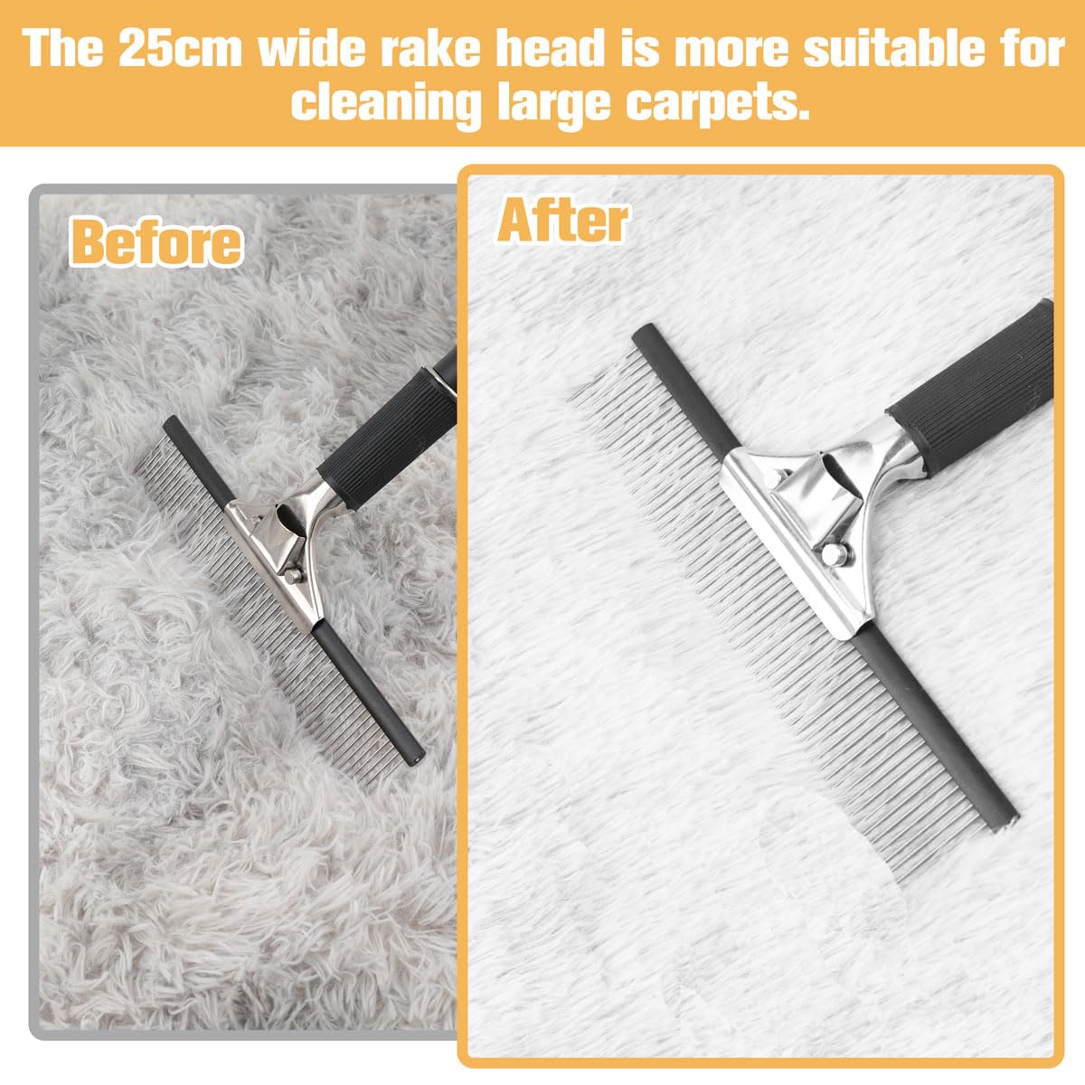 Astfys Big Carpet Rake With Long Handle, Making Carpets Fluffy Again, Clean Hair, Let Carpet Restore Softness