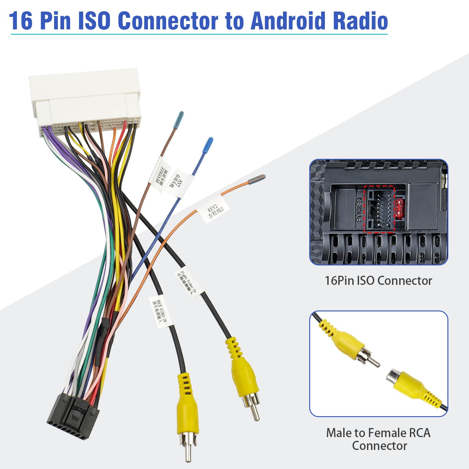 Jayubien Radio Wire Harness Rca Adapter For Hyundai Elantra Sonata Tucson Accent Kia, 38Pin 35Pin Plug To 16Pin Iso Stereo Wirin