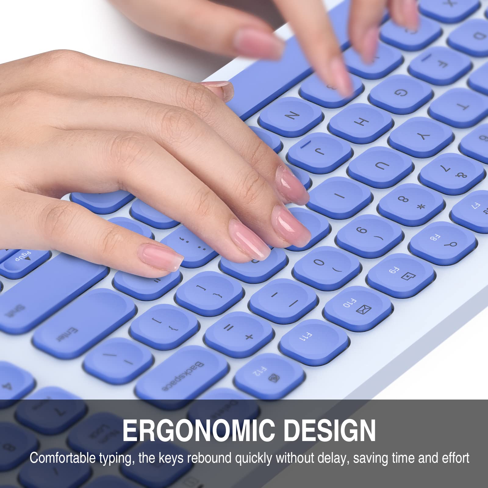 Cimetech Wireless Keyboard Mouse Combo, Compact Full Size Wireless Keyboard And Mouse Set Less Noise Keys 2.4G Ultra Thin Sleek