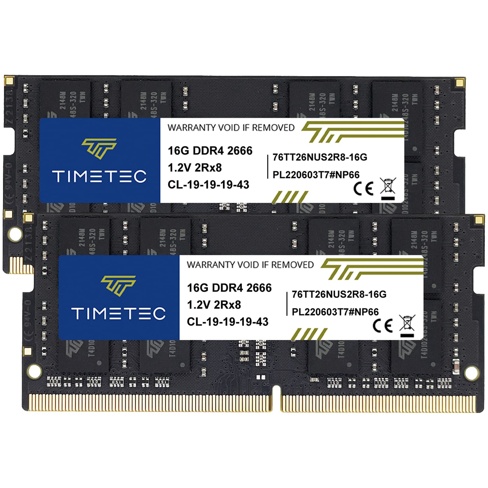 Timetec 32Gb Kit(2X16Gb) Ddr4 2666Mhz Pc4 21300 Non Ecc Unbuffered 1.2V Cl19 2Rx8 Dual Rank 260 Pin Sodimm Laptop Notebook Pc Co