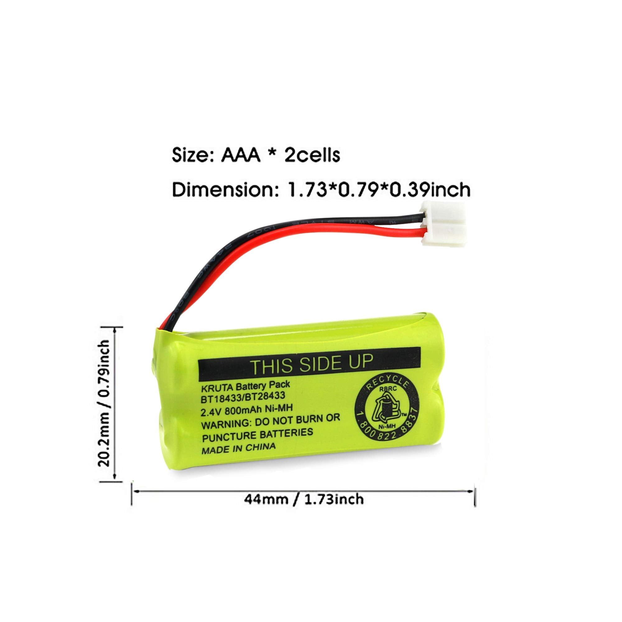 Kruta Bt18433/Bt28433 Bt184342 Bt284342 Bt1011 Bt 1011 800Mah 2.4V Replacement Cordless Phone Battery Compatible With Cs6209 Cs6