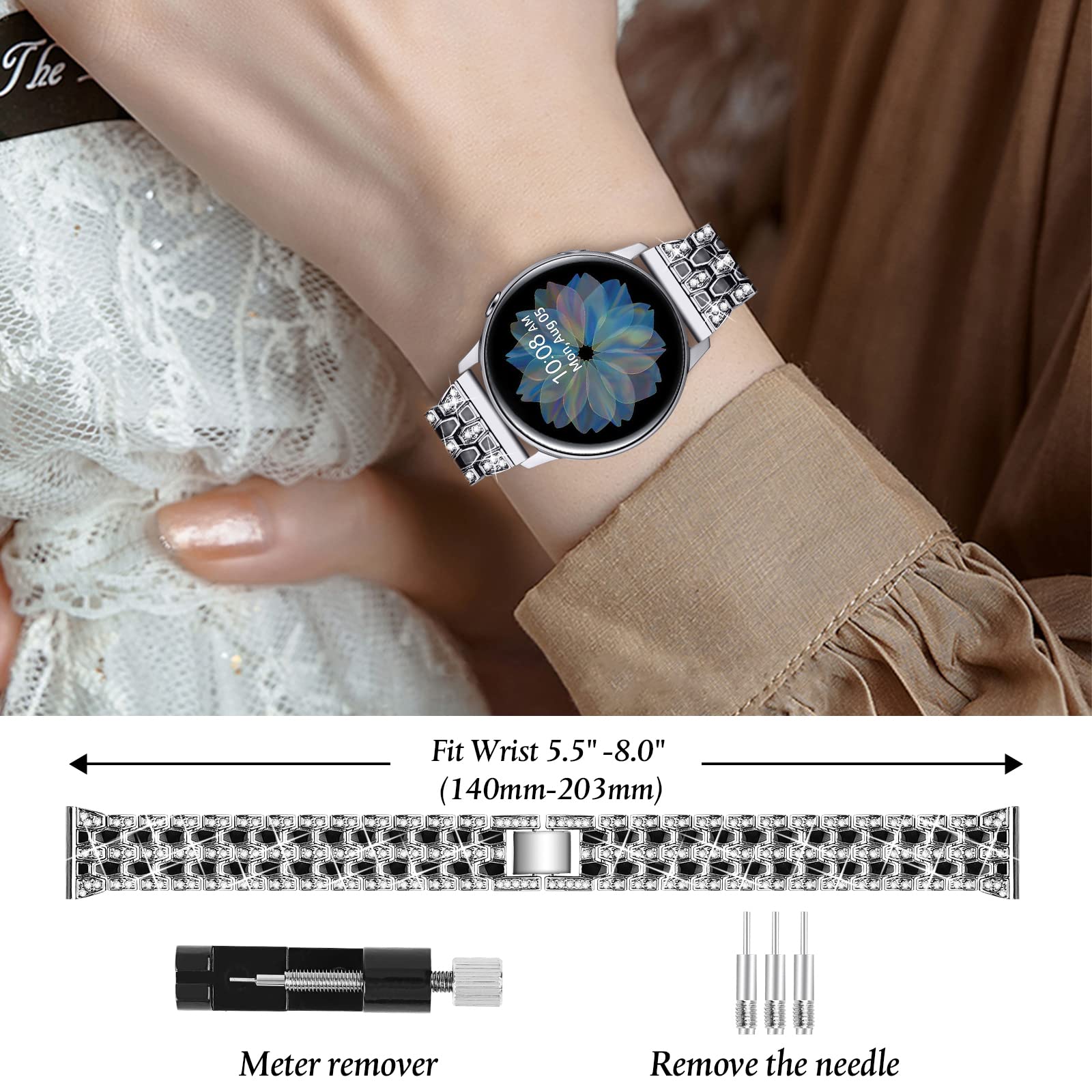 Joyozy Women Girls Stylish Bands Compatible With Samsung Watch 6/5/4 Galaxy Watch Active 40Mm/Active2 40Mm 44Mm/Watch 5 Pro,20Mm