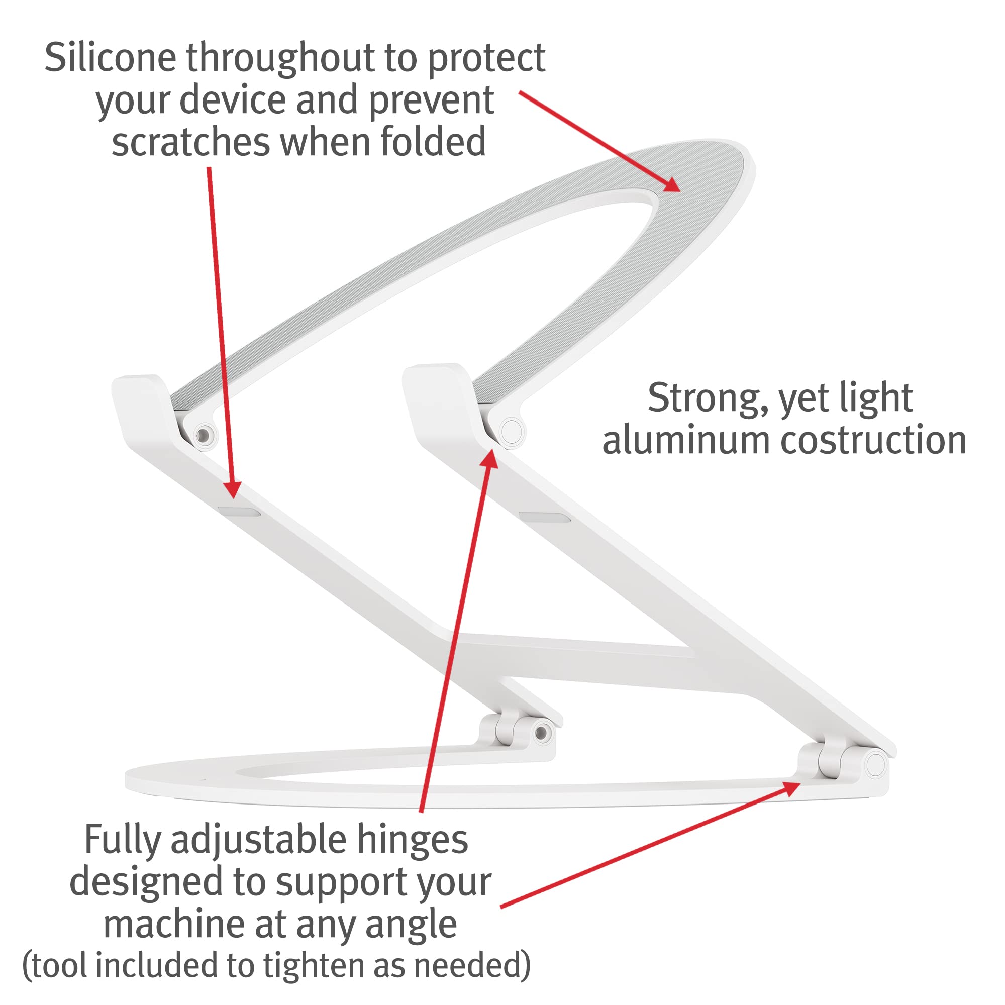 Twelve South Curve Flex | Ergonomic Height & Angle Adjustable Aluminum Laptop/Macbook Stand/Riser, Fits 10-17, Folds Flat For Po