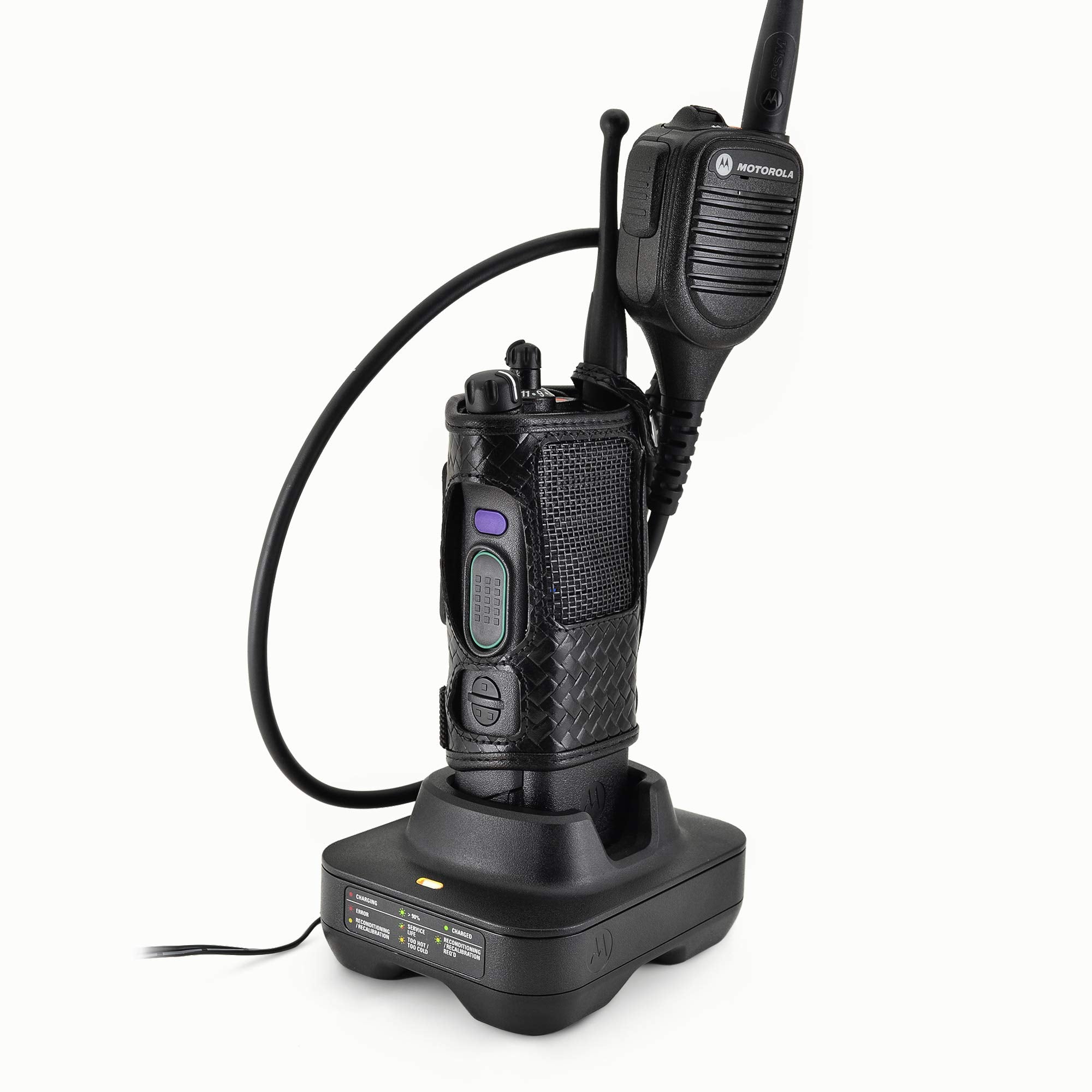 Turtleback Radio Holster For Motorola Apx6000   Durable Basket Weave Leather Radio Holster With Heavy Duty Ratcheting 2.25'' Bel