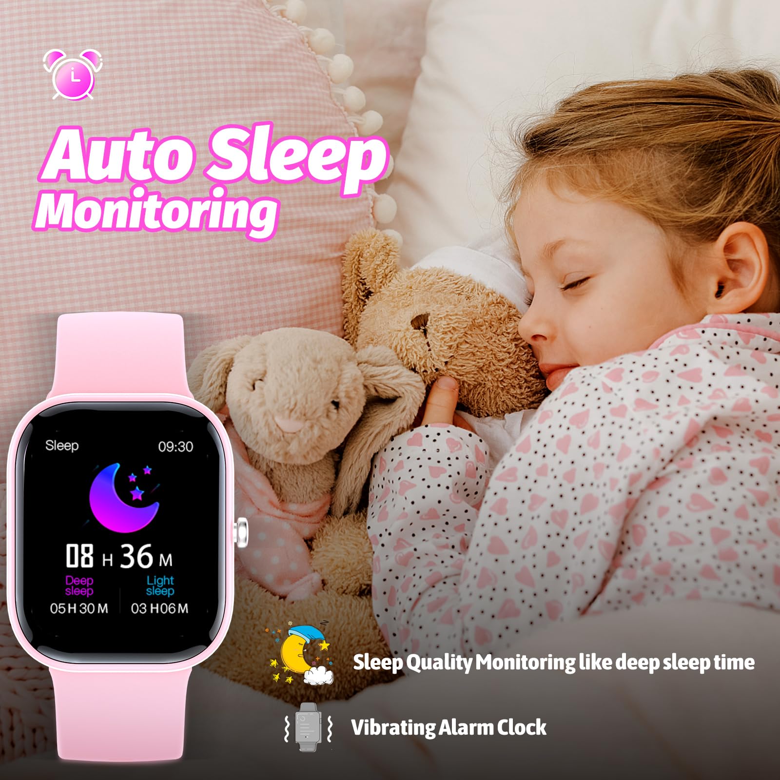 Nyonio Kids Smart Watch With Fitness Tracker,19 Sport Mode,1.5'' Diy Dial,Ip68 Waterproof,Sleep Monitor,Pedometers,Heart Rate,Gr