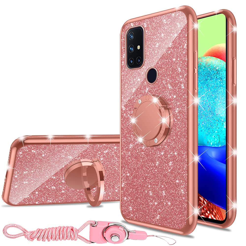 Nancheng For Oneplus Nord N10 5G Case Glitter Luxury Cute Silicone Tpu Phone Case For Women Girls With Kickstand, Bling Diamond