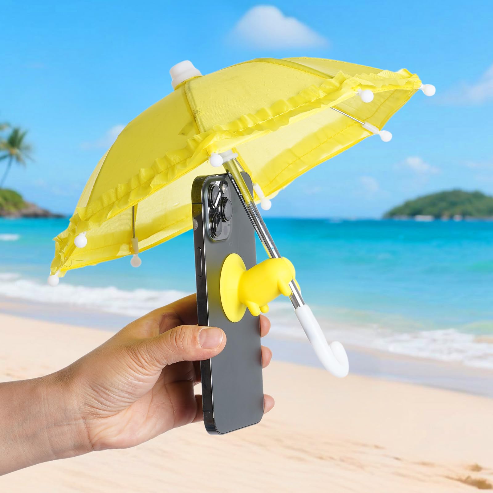 Yymbot Yellow Phone Umbrella For Sun, Universal Cell Phone Umbrella Piggy Suction Cup Phone Stand, Cover Sun Shield, Adjustable,