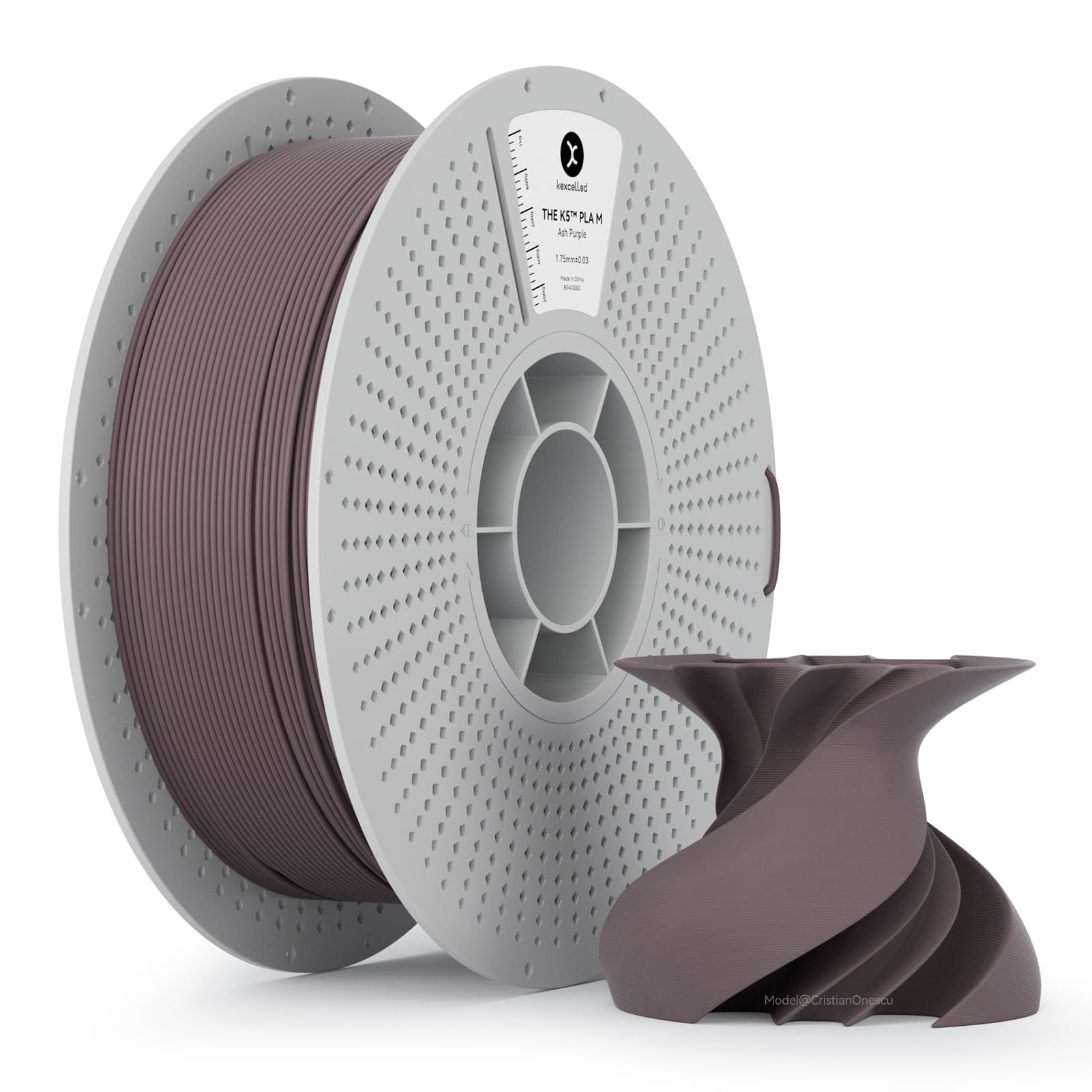 kexcelled Matte PLA Filament 1.75mm,Matte Ash Purple PLA 3D Printer Filament 1kg Reusable Spool (2.2lbs) with +/-0.03mm Accuracy