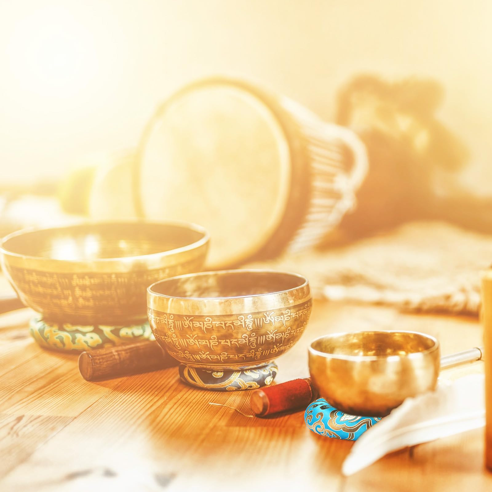 Barydat 7 Pieces Silk Singing Bowl Cushion Set O Ring Cushion Pillow Pad For 6-12 Inch Tibetan Crystal Sound Bowl,7 Sizes