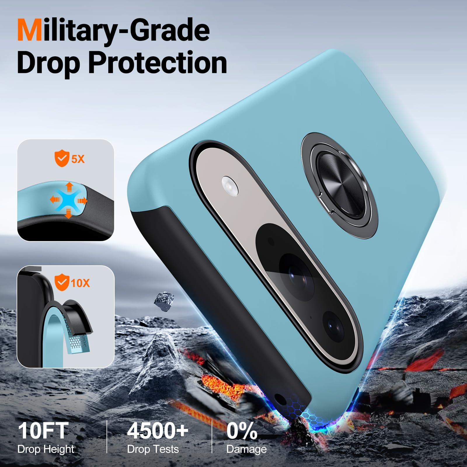 Jame For Google Pixel 9 Case/Google Pixel 9 Pro Case, Slim Fit Military Grade Shockproof Case For Pixel 9/9 Pro With Ring Holder