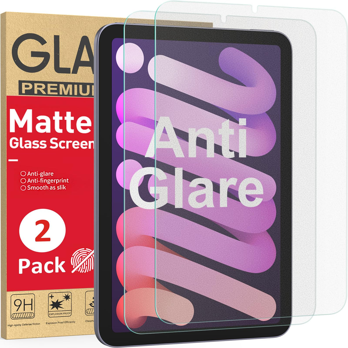 Ambison 2 Pack Matte Glass Screen Protector Designed For Ipad Mini A17 Pro 2024 & Ipad Mini 6 2021 8.3', Anti-Glare/Easy Installation/Smooth As Silk, Tempered Glass For Ipad Mini 7/6Th Generation