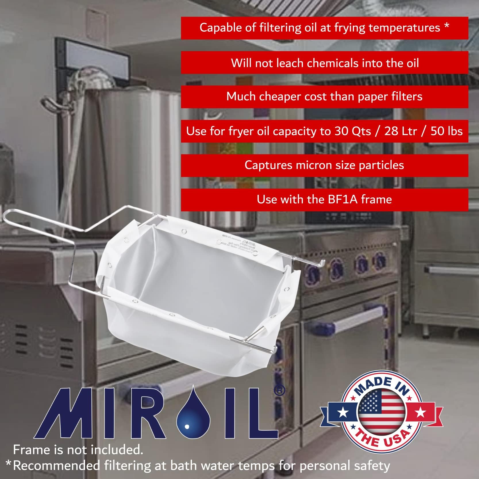 Miroil | Rb5Fs Fryer Filter Bag Only | Miroil Ez Flow Filter Bag | Part 12751| Use To Filter Fry Oil | Suitable For 40 Lb Or 50