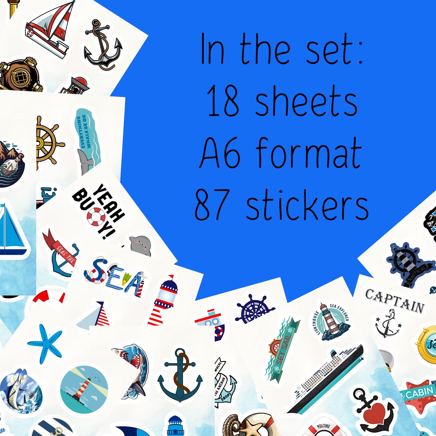 Nautical Stickers For Water Bottle And Laptop   Nautical Party Favors & Decorations, Waterproof Vinyl Ocean Decals, Anchor And M