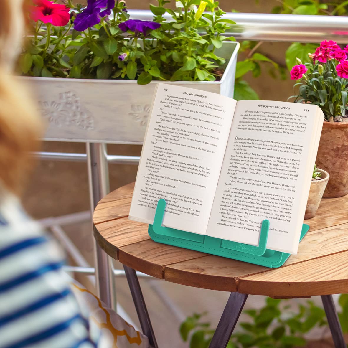 If The Travel Book Rest (Beachy Blue) - Hands Free Reading Tablet & Book Holder - Portable Tablet Stand - Perfect Recipe Book Ho