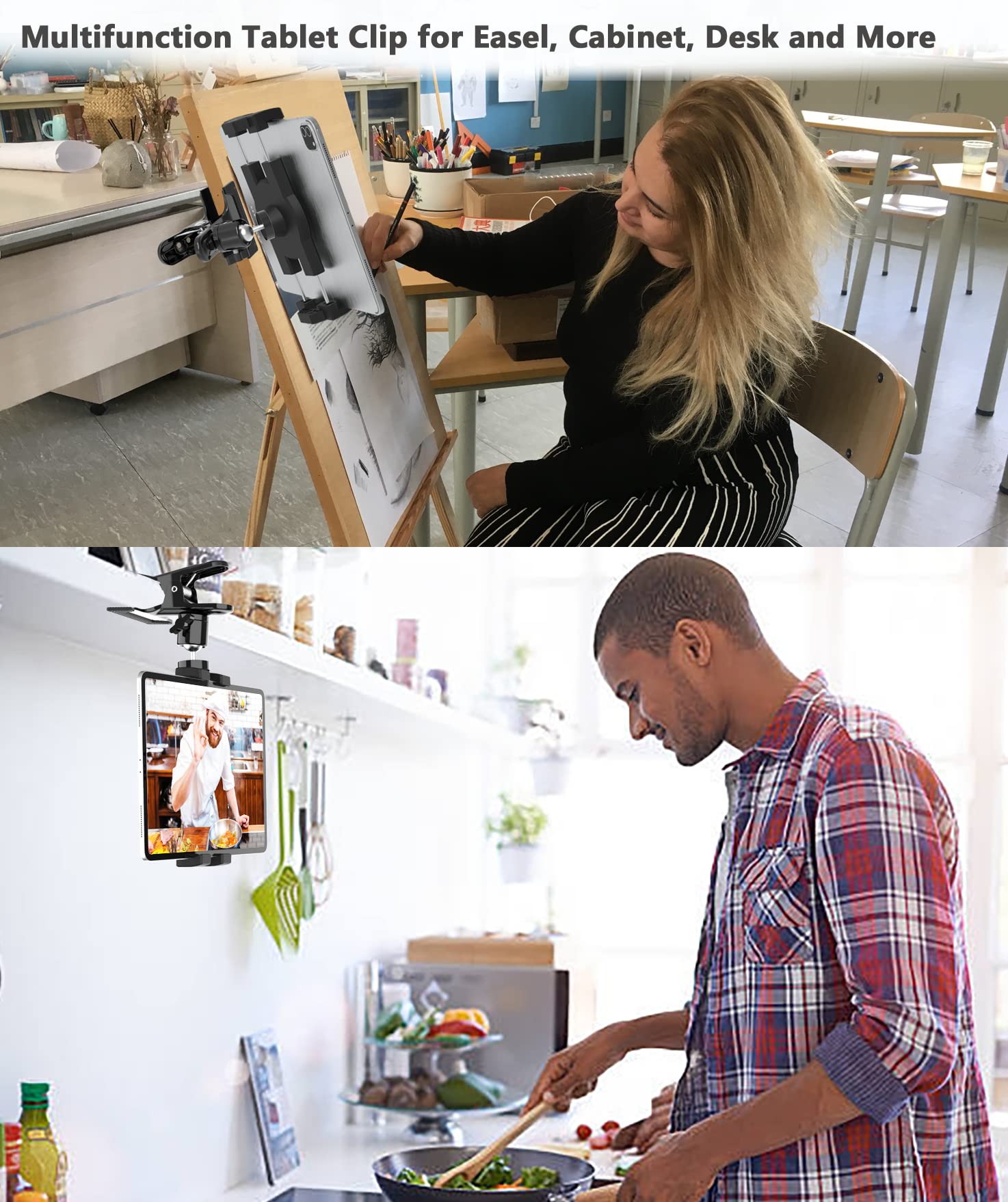 Yooz Car Sun Visor Tablet Mount, Truck Visor Tablet Holder Clip [Upgrade Clip Never Fall] Multifunctional Vehicle Phone Clamp Wi