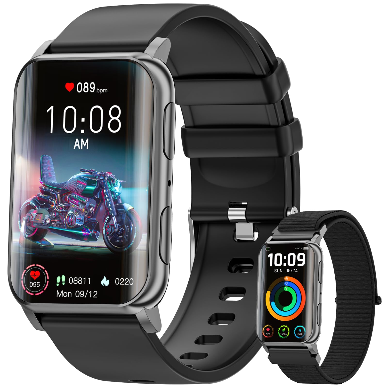 Smart Watch For Men Women (Answer/Make Calls), 1.57'' Curved Screen Fitness Tracker Ip68 Waterproof With 24/7 Heart Rate/Sleep M