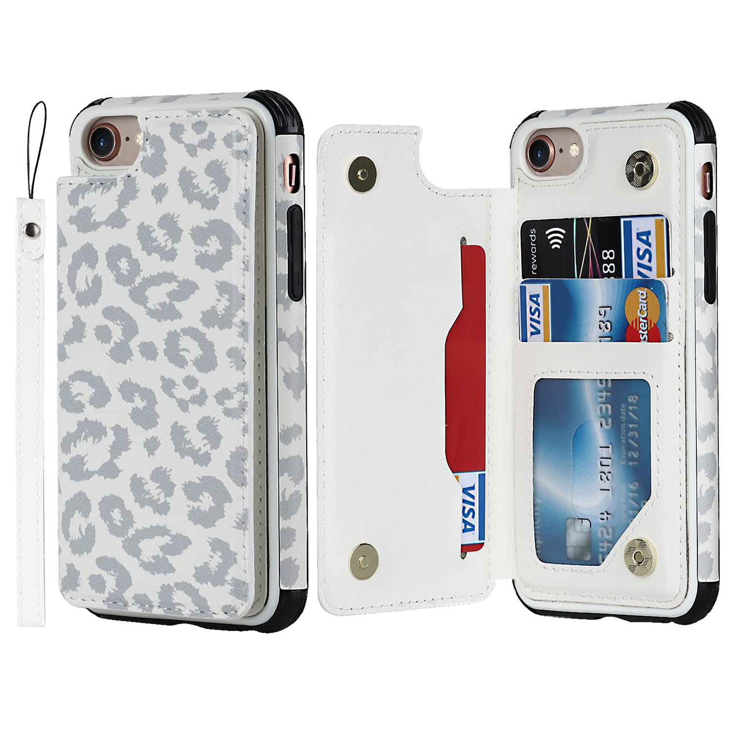 Cavor For Iphone 8 Iphone Se Case With Card Holder,Iphone 8 Wallet Case For Women Men,Iphone 7 Phone Case Wallet With Stand And