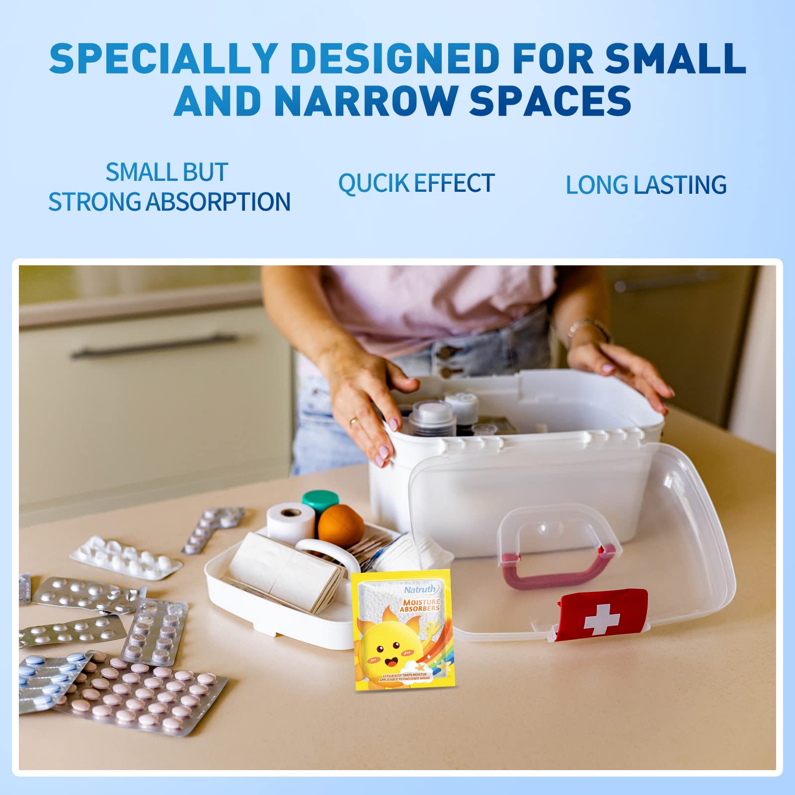 Natruth 12 Pack Moisture Absorber Bags With Lavender, Drawer Dehumidifier Home Desiccant Small Bag Use For Medicine Boxes, Under