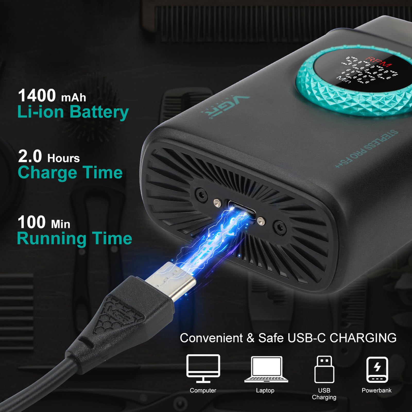 Vgr 377 Foil Shaver For Men, Electric Razor For Shaving Face With Double Foil, 21 Speed 9000 Rpm Motor Bald Shavers Led Display