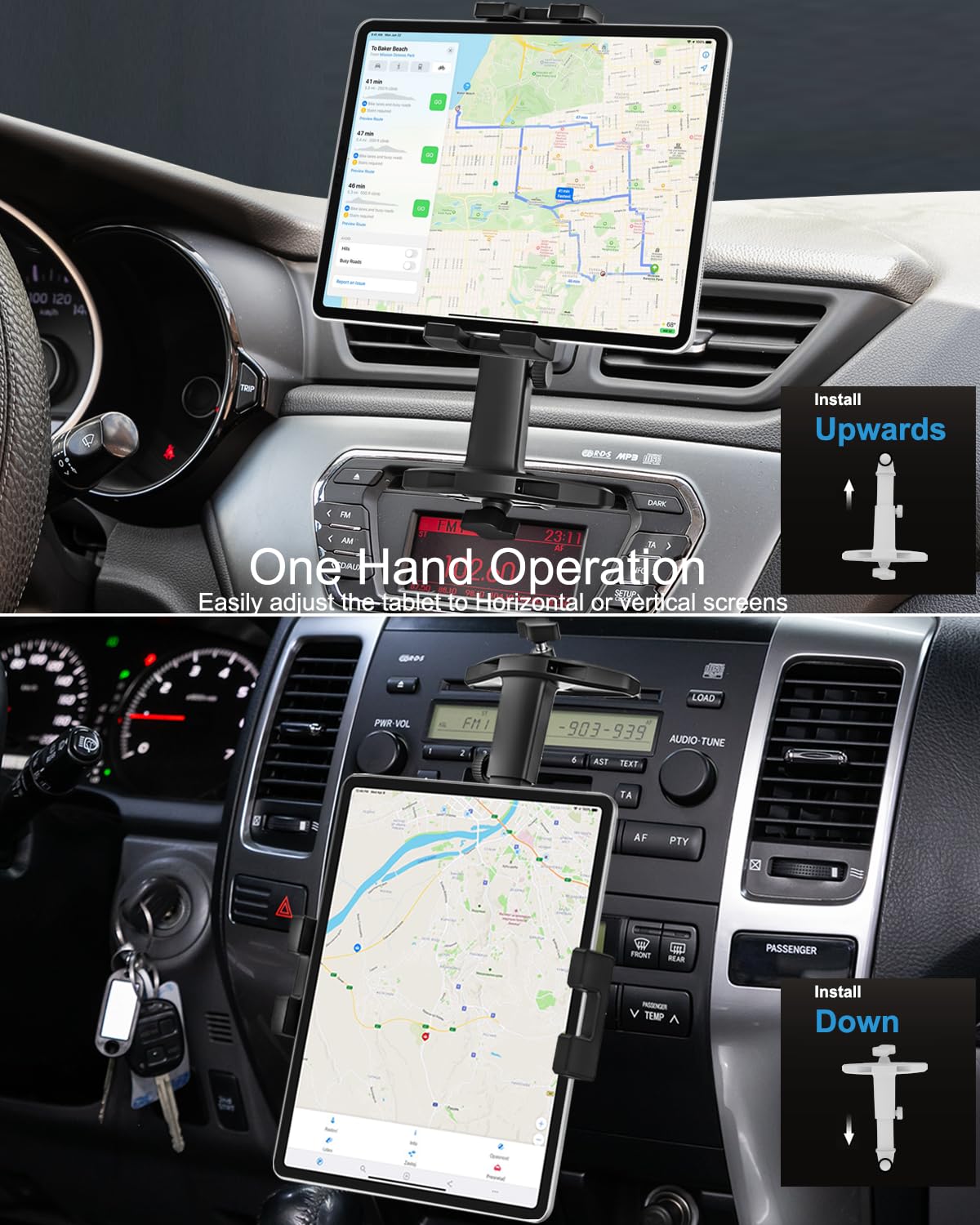 Woleyi Cd Slot Tablet Holder For Car   [Height Adjustable] Car Tablet Mount Cd Player, Ultra Sturdy Car Cd Tray Tablet Stand For