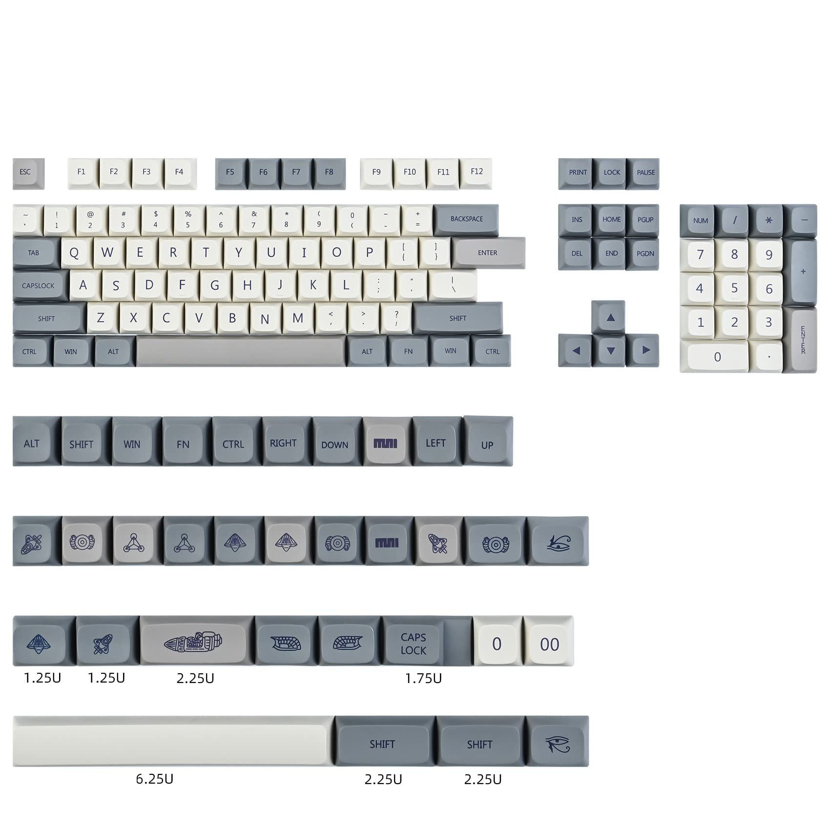Pbt Keycaps 60 Percent Dye Sub Xda 137 Keycap Set For Cherry Mx Gateron Kailh Switches Gaming Mechanical Keyboard (Stone)