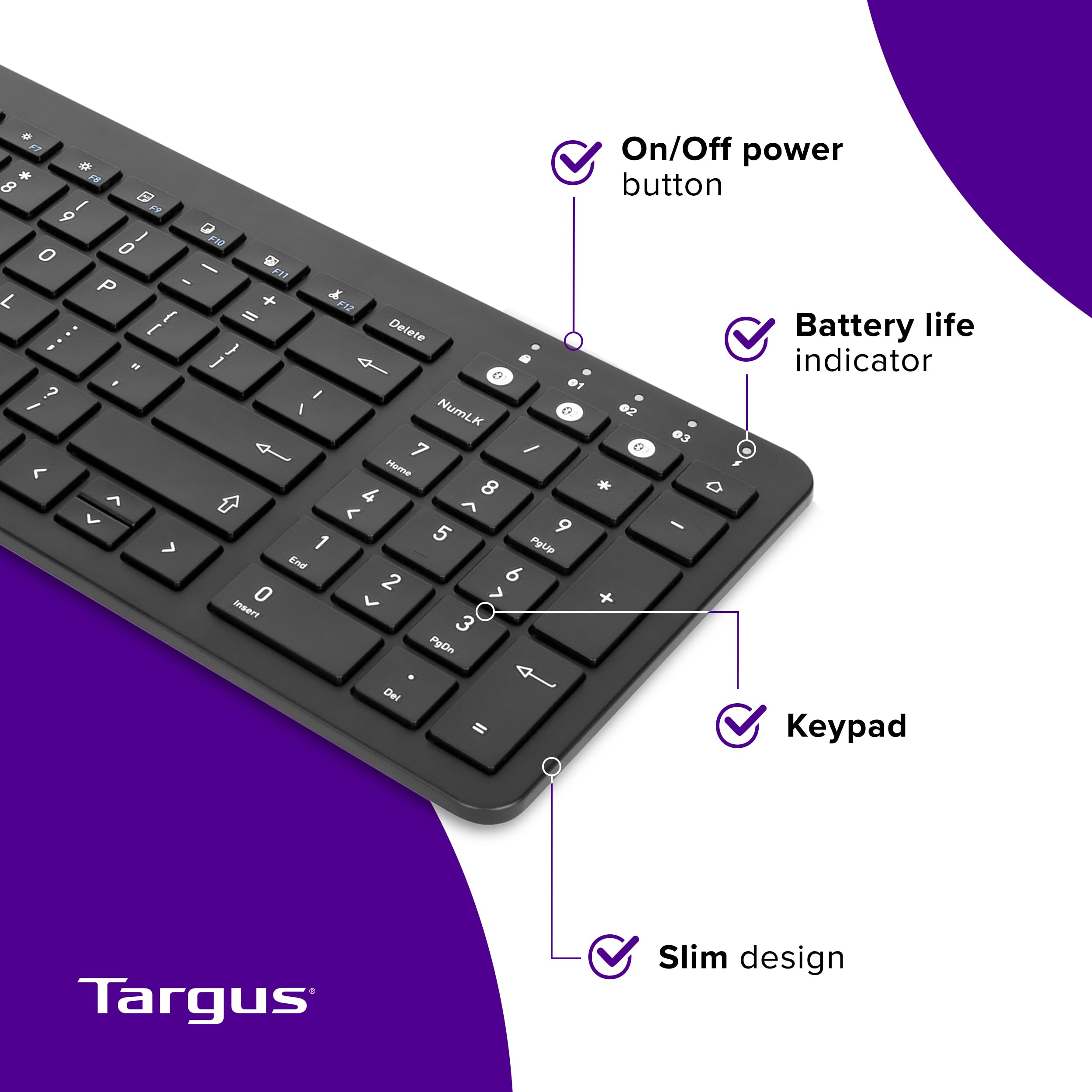 Targus Midsize Multi-Device Bluetooth Keyboard - Compatible With Chrome Os, Windows, Macos, Ios, And Android (Akb863Us)