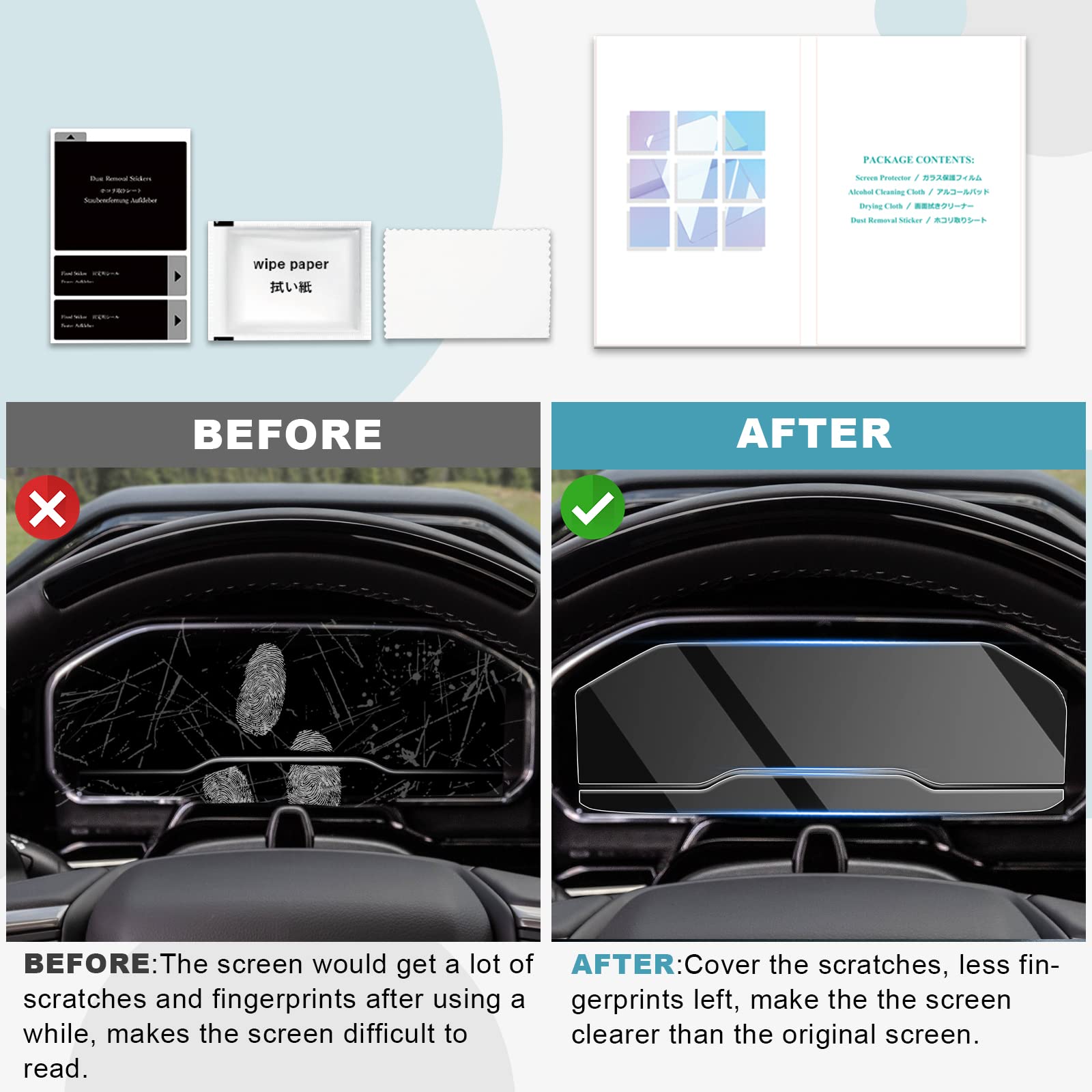 Cdefg 2022 2025 Silverado Screen Protector For 2022 2025 Chevy Silverado Pickup Truck Instrument Cluster Screen Protector Foils Display Screen Protective Film Tempered Glass Anti Scratch 2022 2025 Silverado Truck Accessories (2Pcs Instrument Cluster)