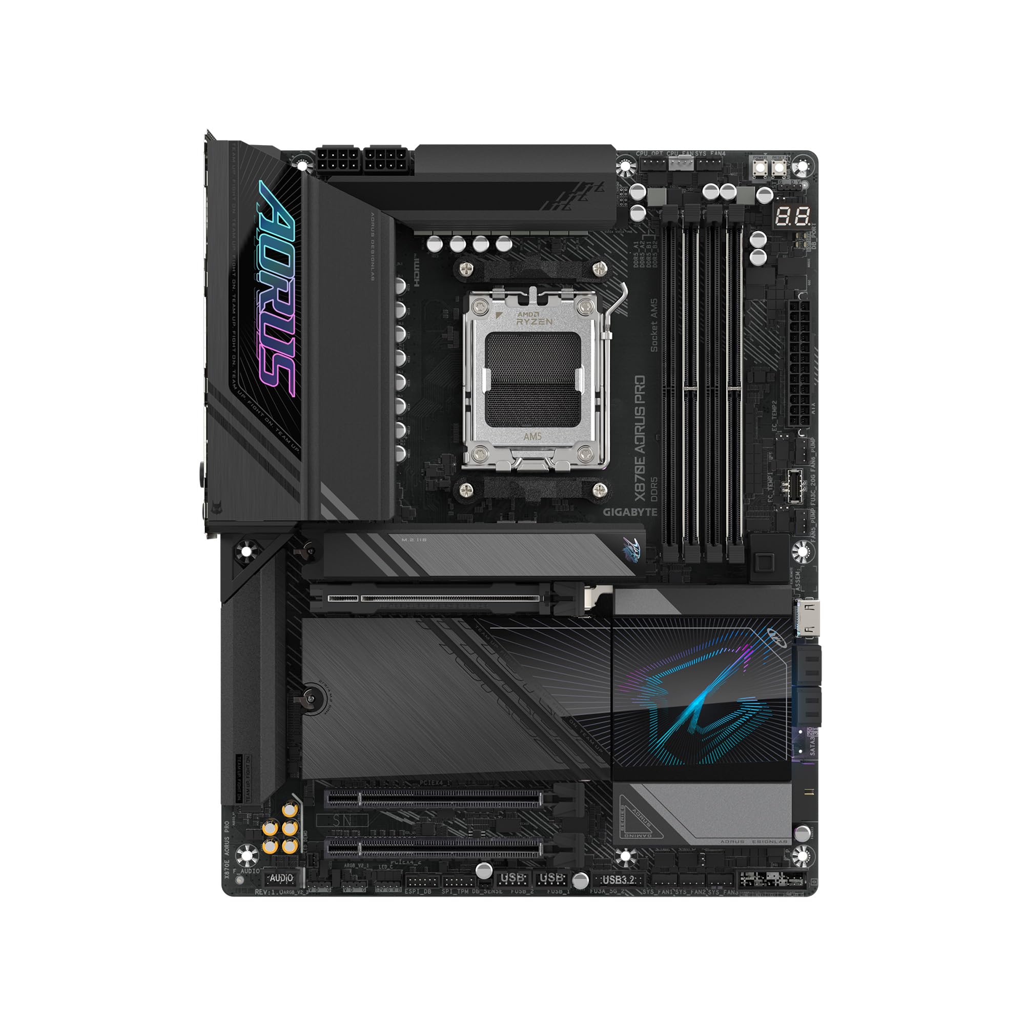 Gigabyte X870E Aorus Pro Amd Am5 Lga 1718 Motherboard, Atx, Ddr5, 4X M.2, Pcie 5.0, Usb4, Wifi7, 2.5Gbe Lan, Ez Latch, 5 Year Wa