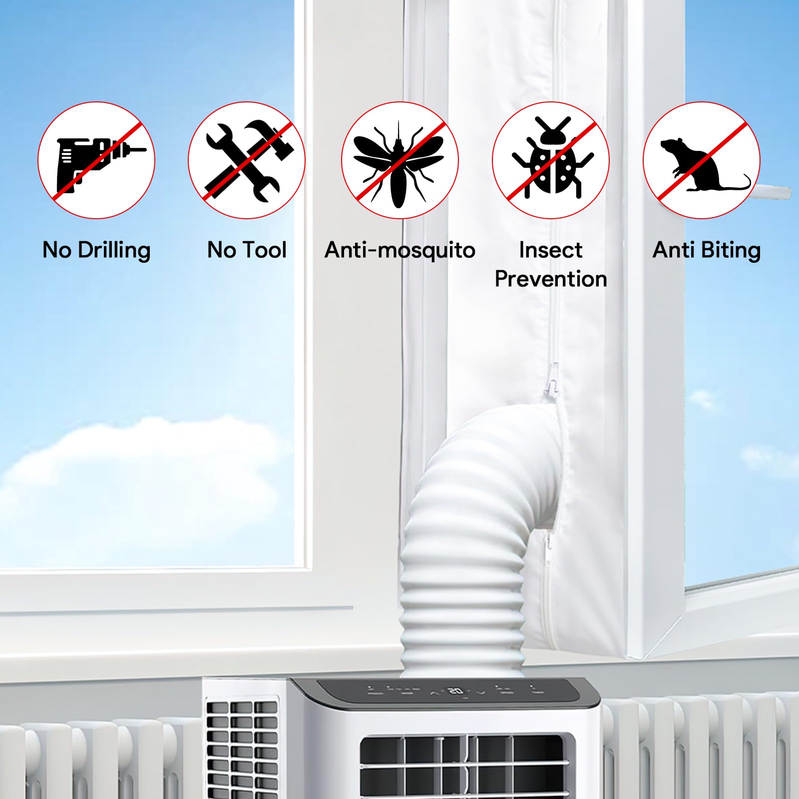 Gruntbear Portable Air Conditioner Window Seal, 500Cm (197'') Ac Casement Window Seal Kit, Hot Air Stop Air Exchange Guards With