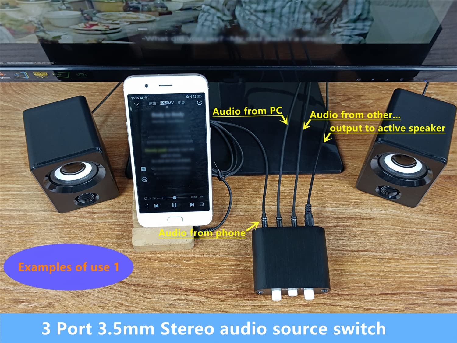 New D3 3(1) In 1(3) Out 3.5Mm Stereo Audio Switch Source Input Signal Switcher Selector Splitter Box Mini