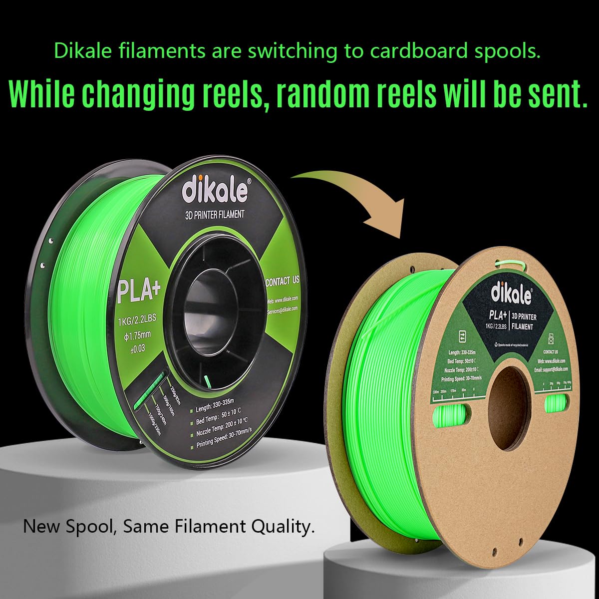 Dikale Pla+ 3D Printer Filament Luminous Green, 1.75Mm No Tangle, Net Weight 2.2Lbs Spool (1Kg, Pla Pro Plus, Green With Glow In