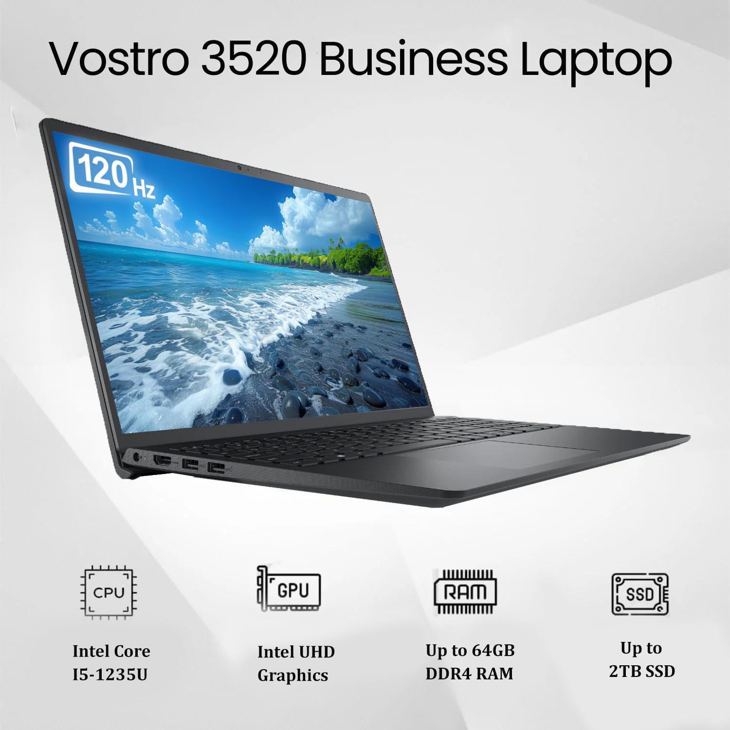 Dell Vostro 3520 15.6'' Fhd Laptop, Intel Core, Anti Glare Display(120Hz, 1920 X 1080), Sleek & Lightweight, Sd Card Reader, Web