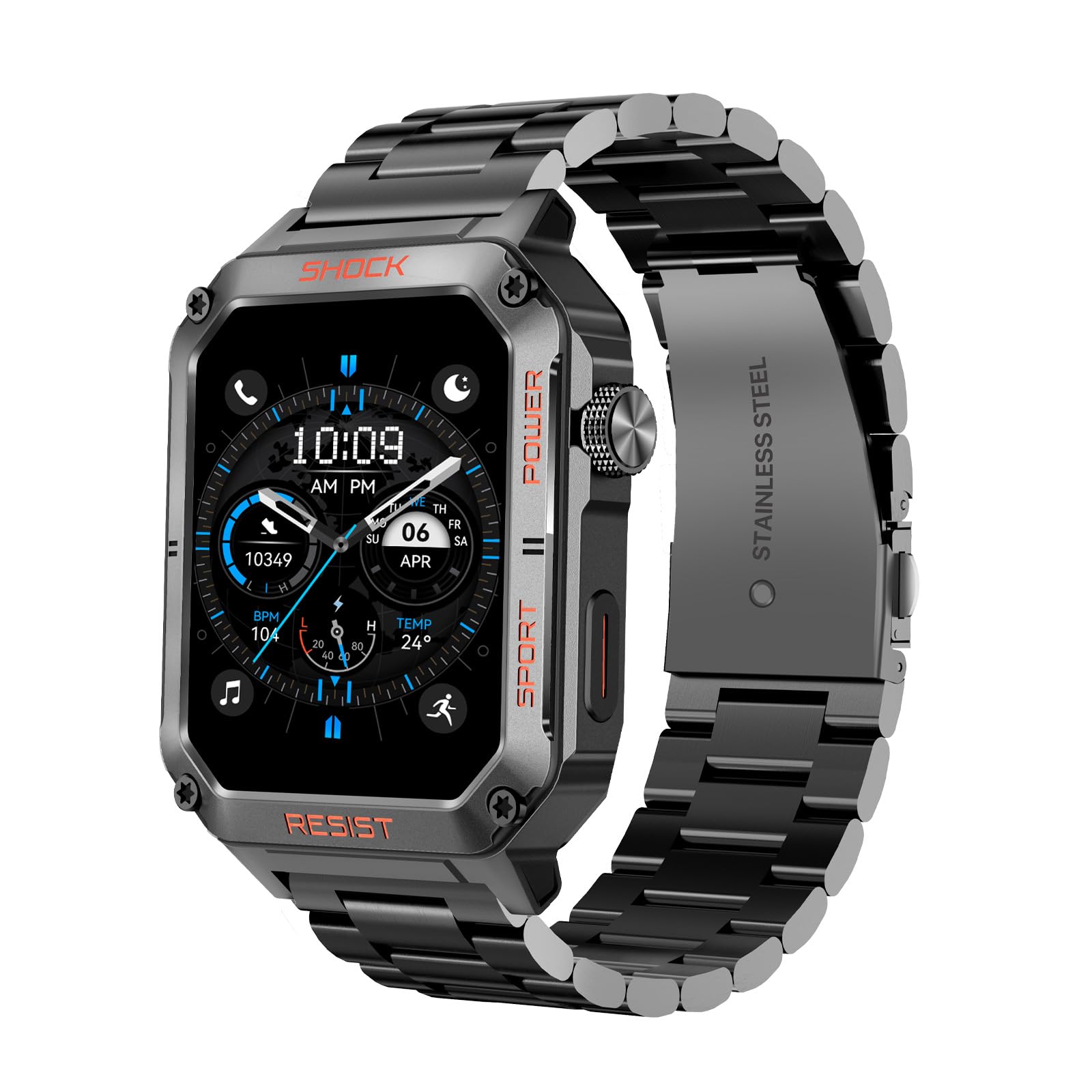 Military-Grade Smartwatch for Men, Fitness Tracker for Android/iPhone, 1.91 HD Touchscreen, Bluetooth Answer/Make Calls, IP68 Wa