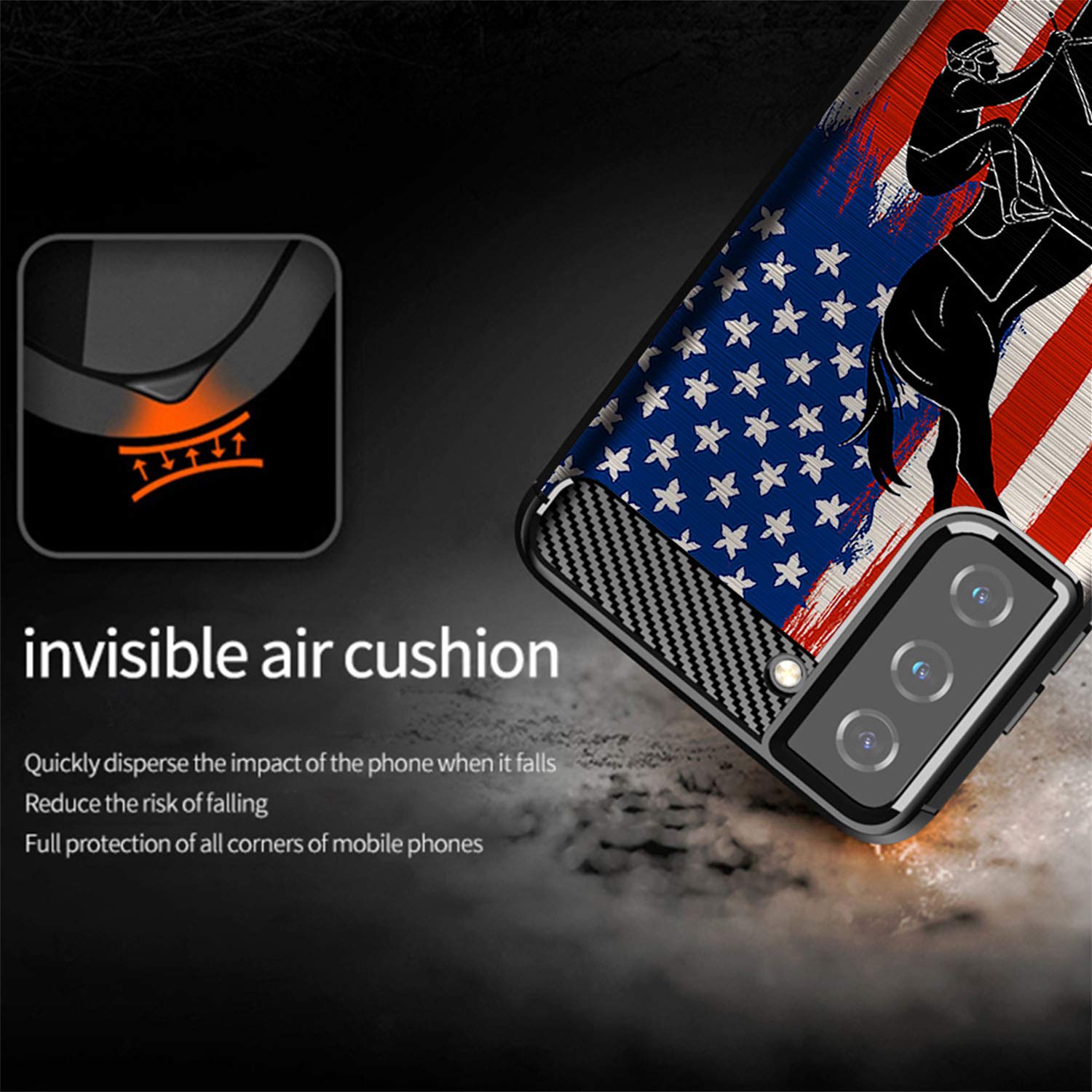 Casesondeck Case Compatible With [Samsung Galaxy S21 (6.2 Screen) / S21 5G] Slim Tpu Carbon Fiber Accent Scratch And Drop Protec